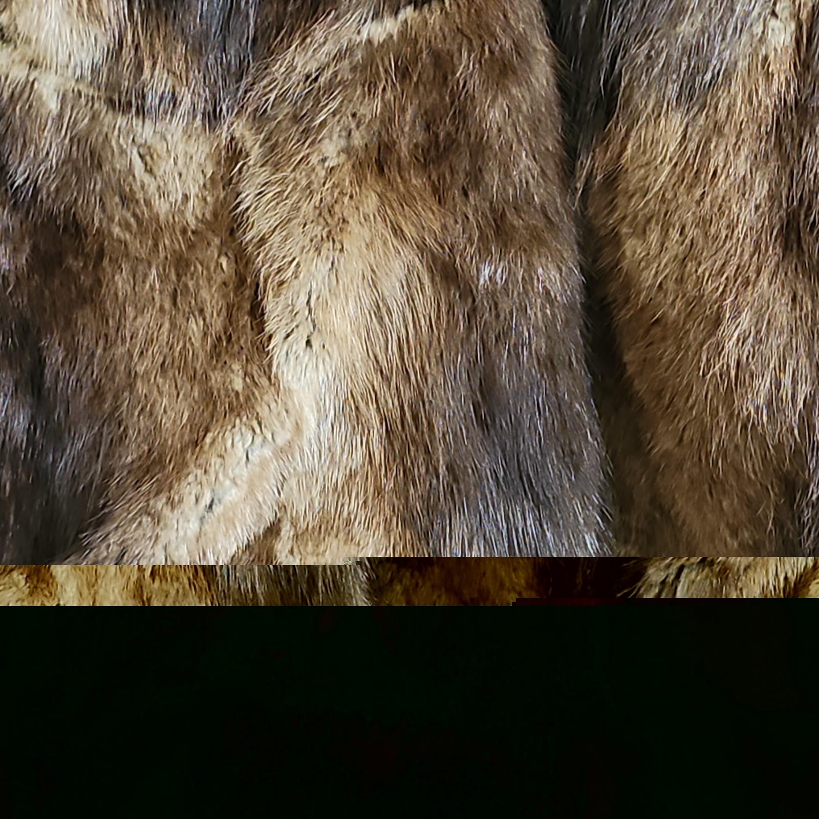 Vintage Rabbit Fur Coat w/ Raccoon Fur Collar & Trim Paisley Lining 41″ -AS IS-