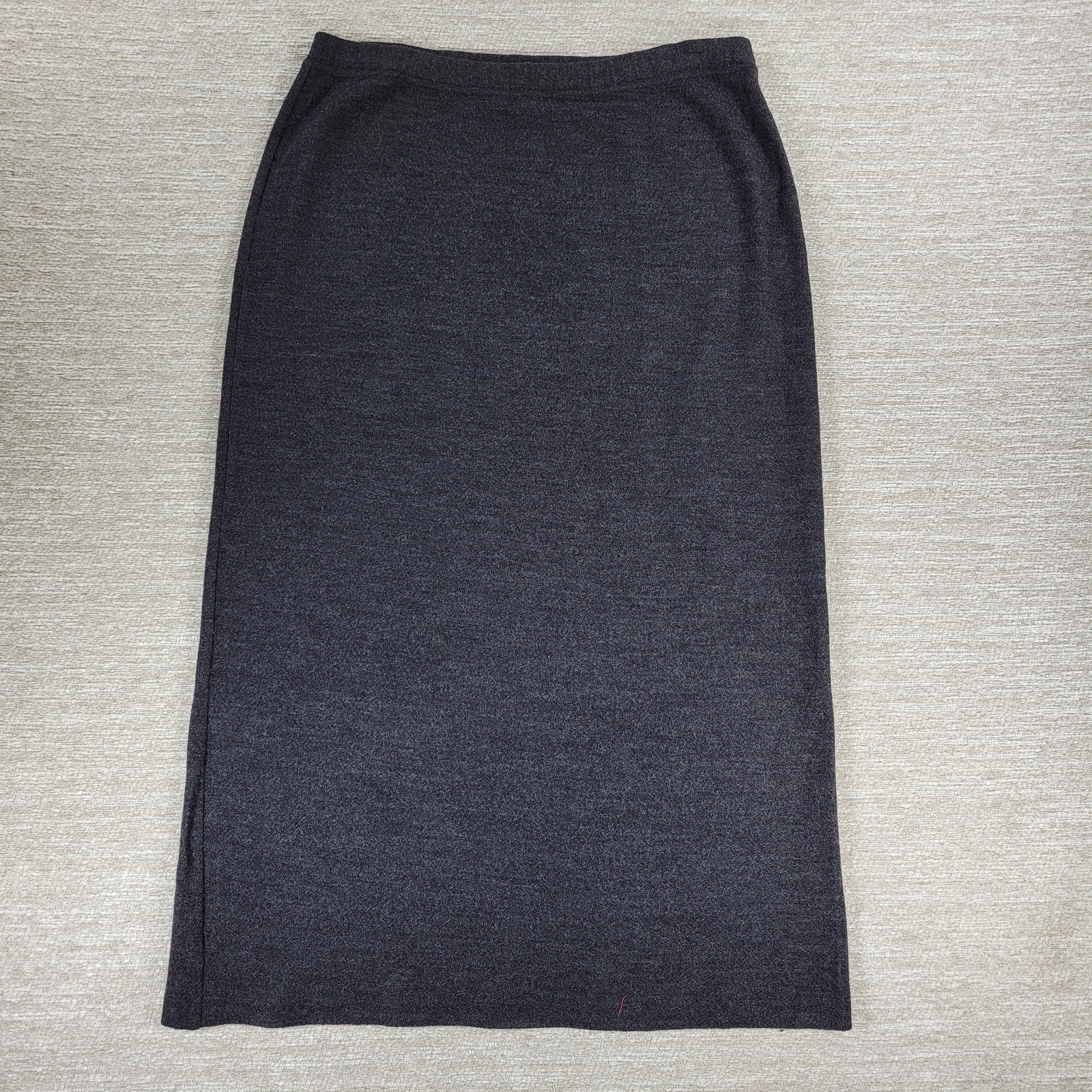Eileen Fisher Wool Midi Skirt Medium Heather Gray Knit Elastic Waist USA