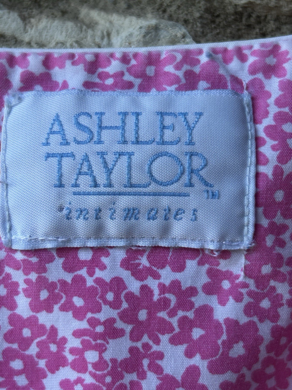 Vintage ASHLEY TAYLOR Cotton Robe Duster House Dress XL Pink Floral Snaps EC