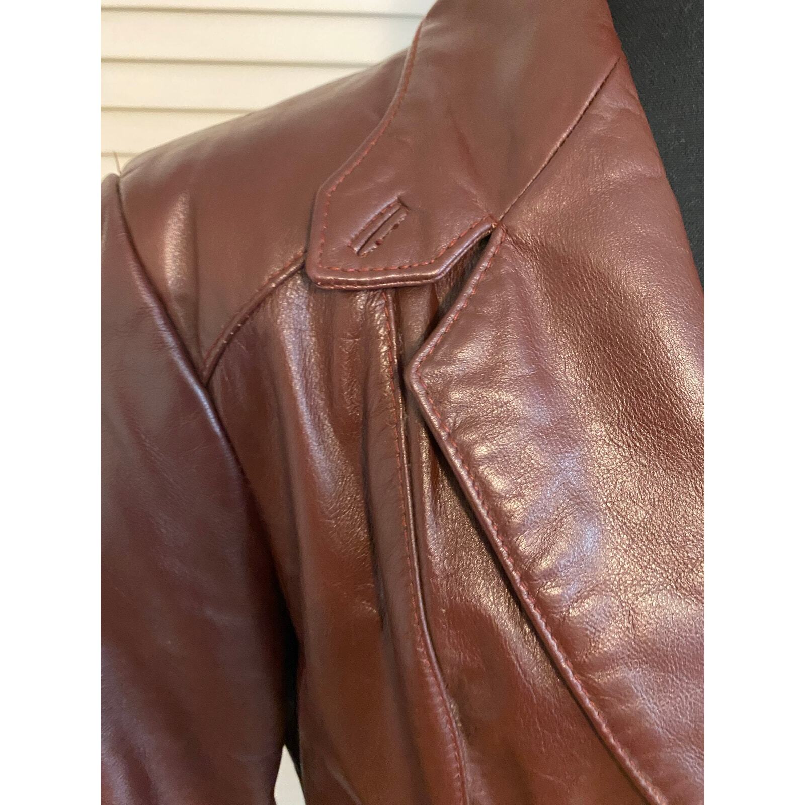 Vintage Etienne Aigner Women’s Oxblood Red Leather Blazer Jacket 1970s Burgundy