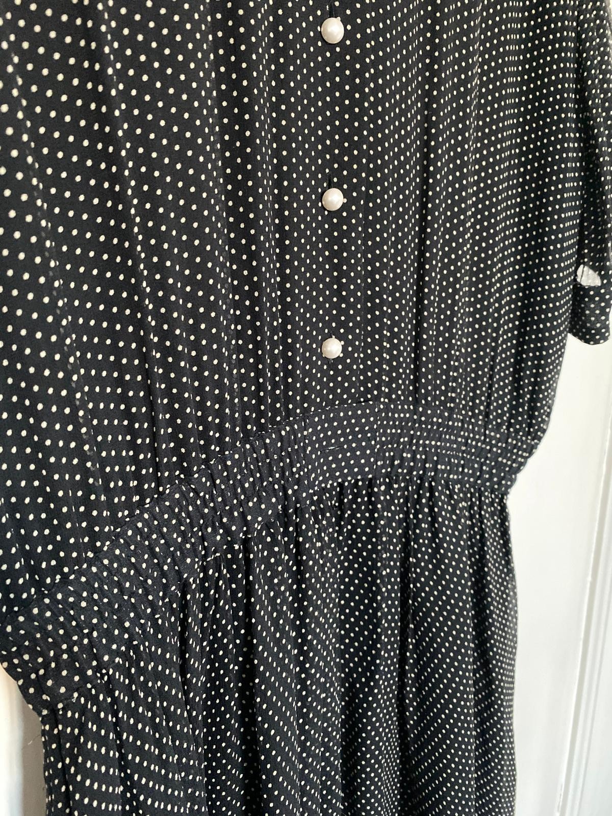 Nancy Johnson Vintage Silk Polka Dot Voile Long Dress Size 44
