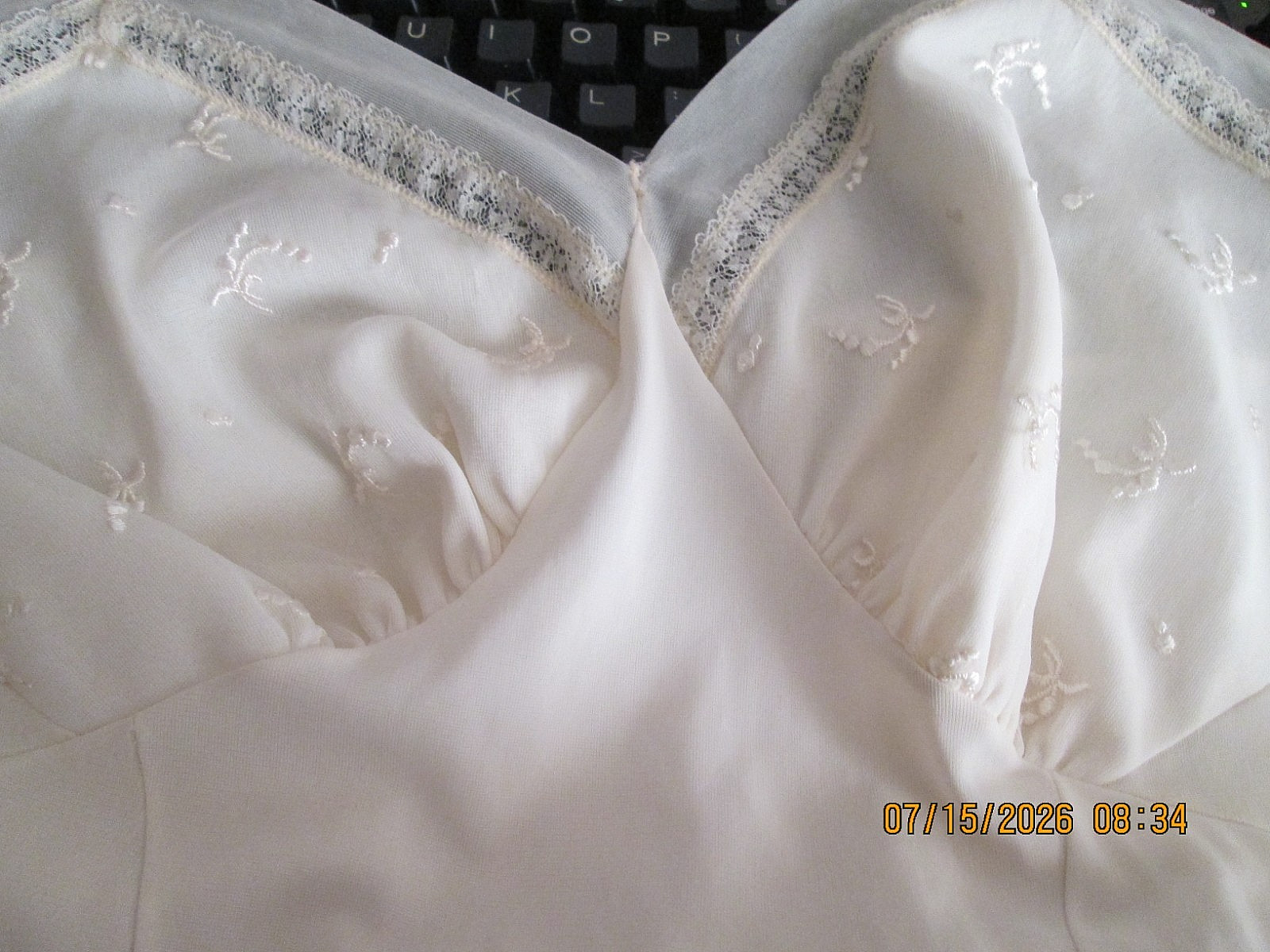 Vintage Seamprufe Full Slip ivory Size 36 Bust Embellished Cups USA lingerie