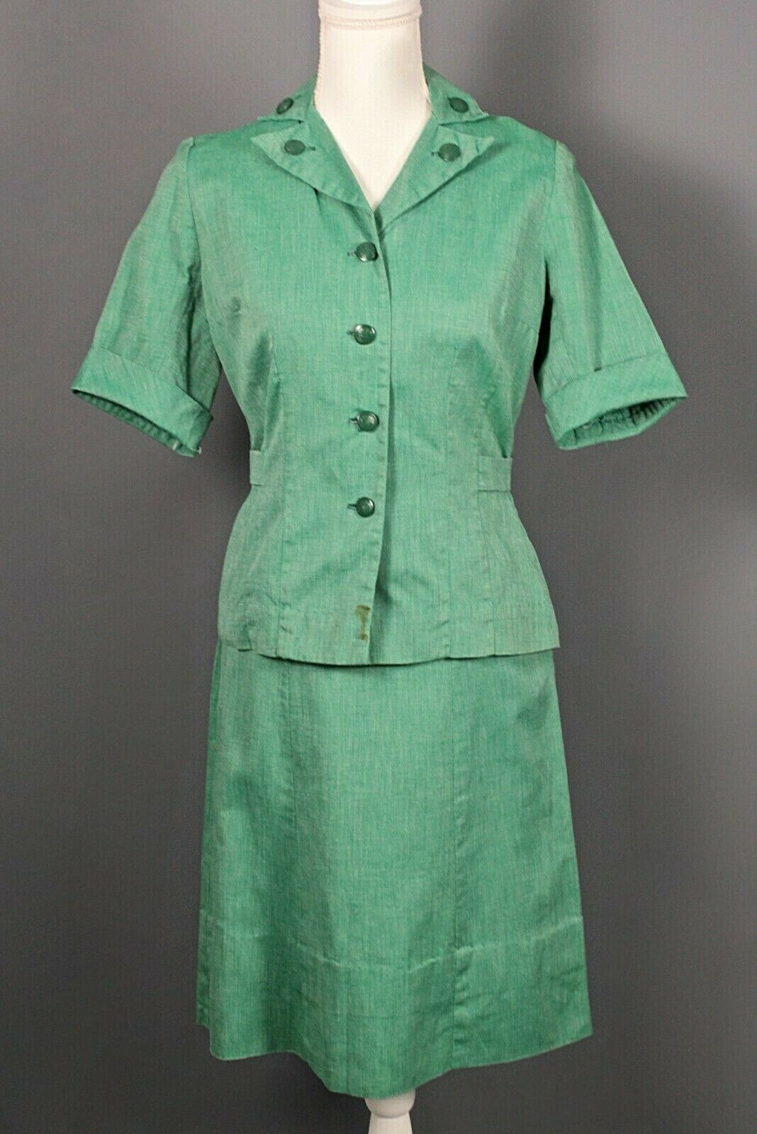 VTG Women’s 50s Girl Scouts Outfit Sz XS 1950s Green Skirt & Top Set