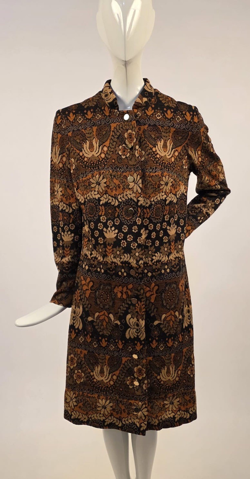 VINTAGE DESIGNER DAVID CRYSTAL FLORAL POLYESTER DRESS 