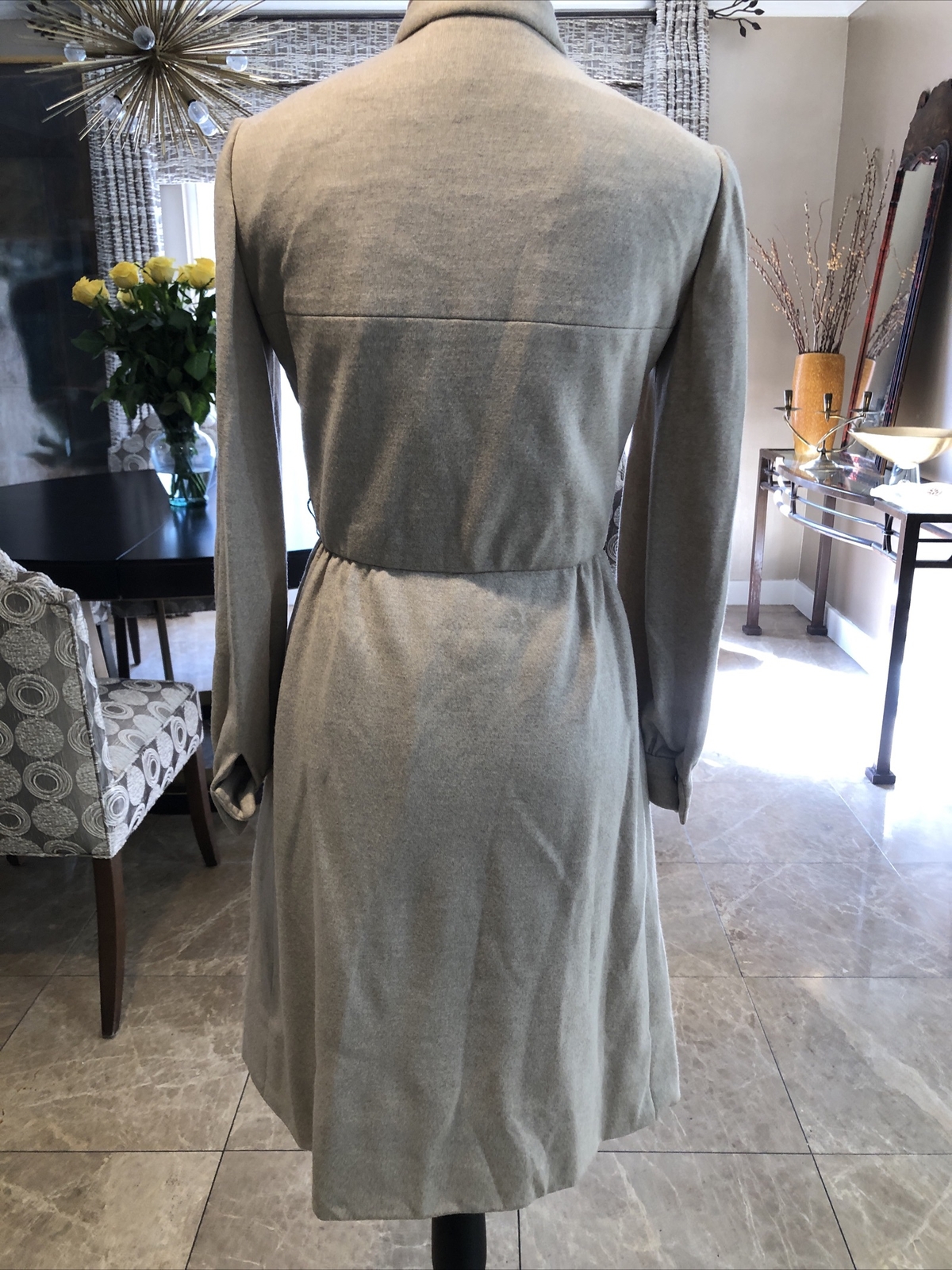 Geoffrey Beene mid 60s oatmeal worsted wool shirtwaist dress logo “B” buttons S