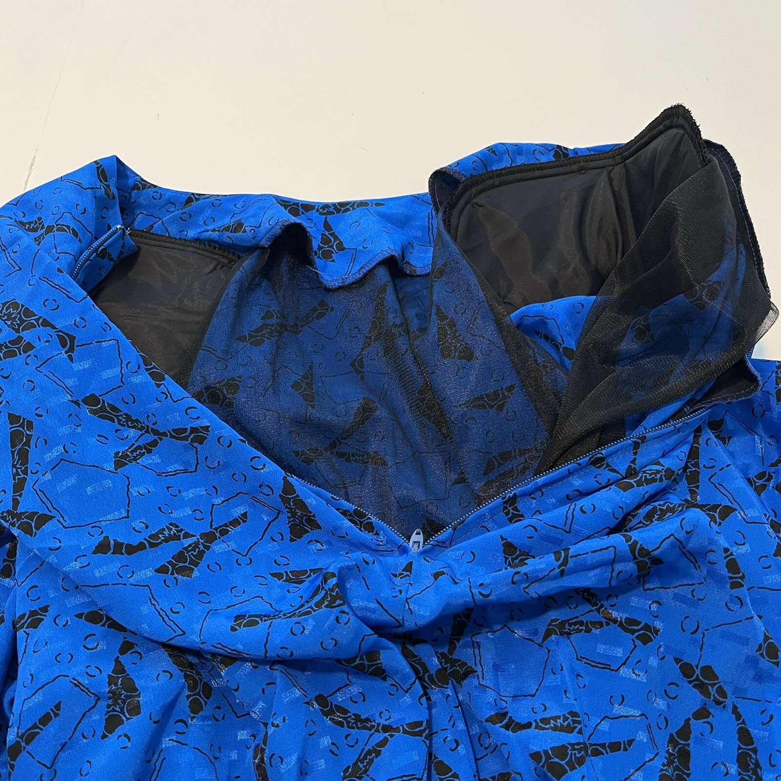 80s VLP Petites Blue Abstract Secretary Dress Elastic Waist Union Tag Vintage 14