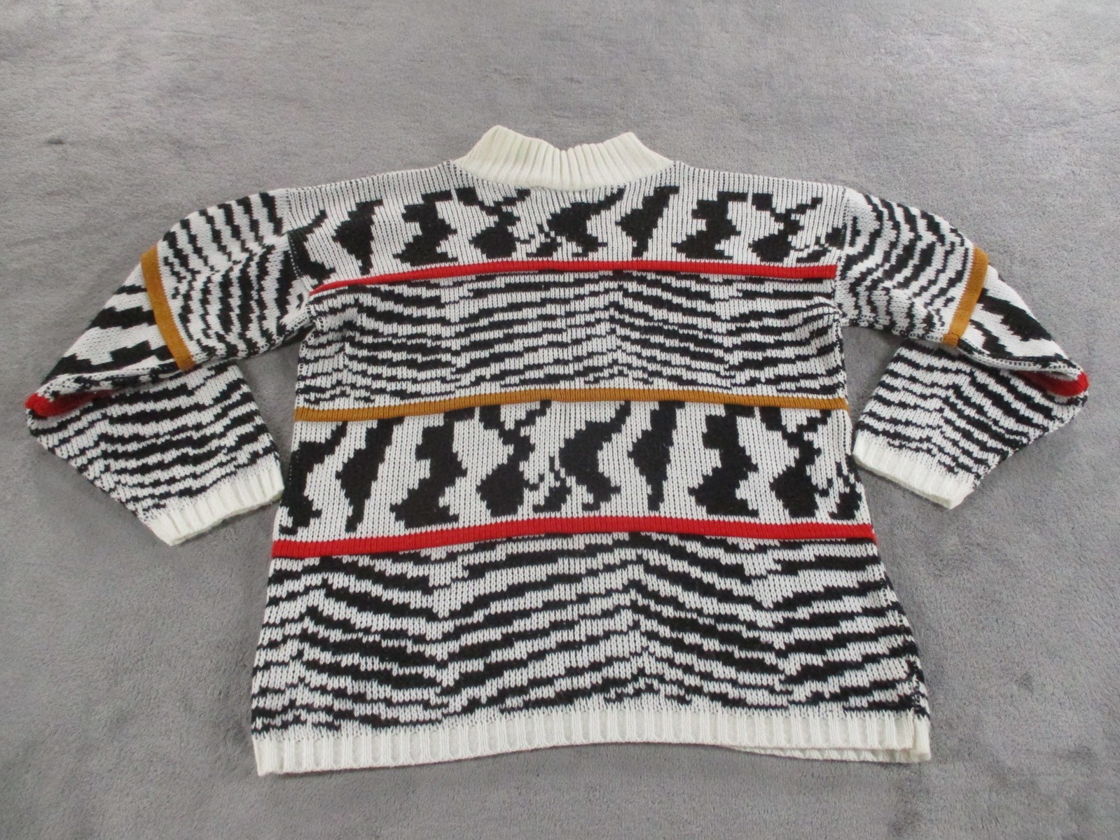 Vintage Croquet Club Sweater Womens Large Multicolored Geometric Long Sleeve EUC