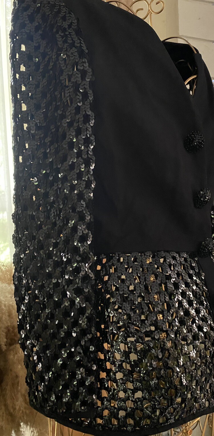 Vintage Morton Myles Sequin Blazer Jacket Luxury Couture Size 8