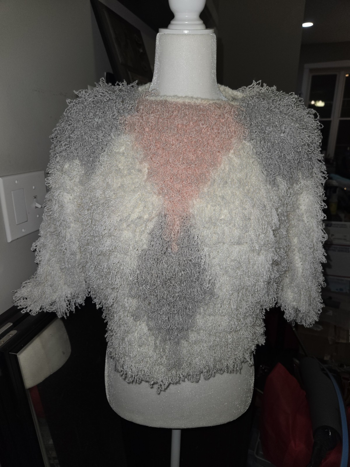 Rare Vtg 80’s Side Effects Loopy / Shaggy Crochet Hand Knit Sweater Small