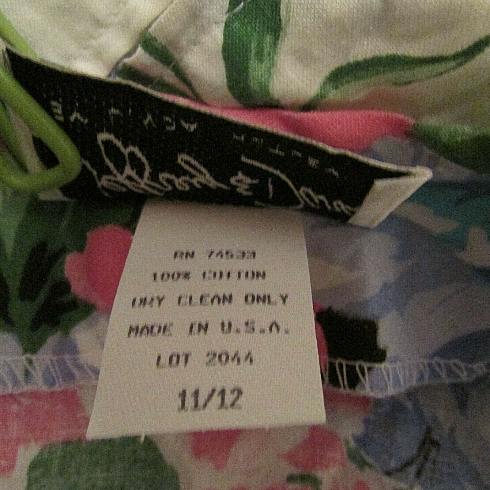 80s Jeffrey & Dara Linda Hutley Cotton Floral Smoked Bodice Dress 11/12 USA made