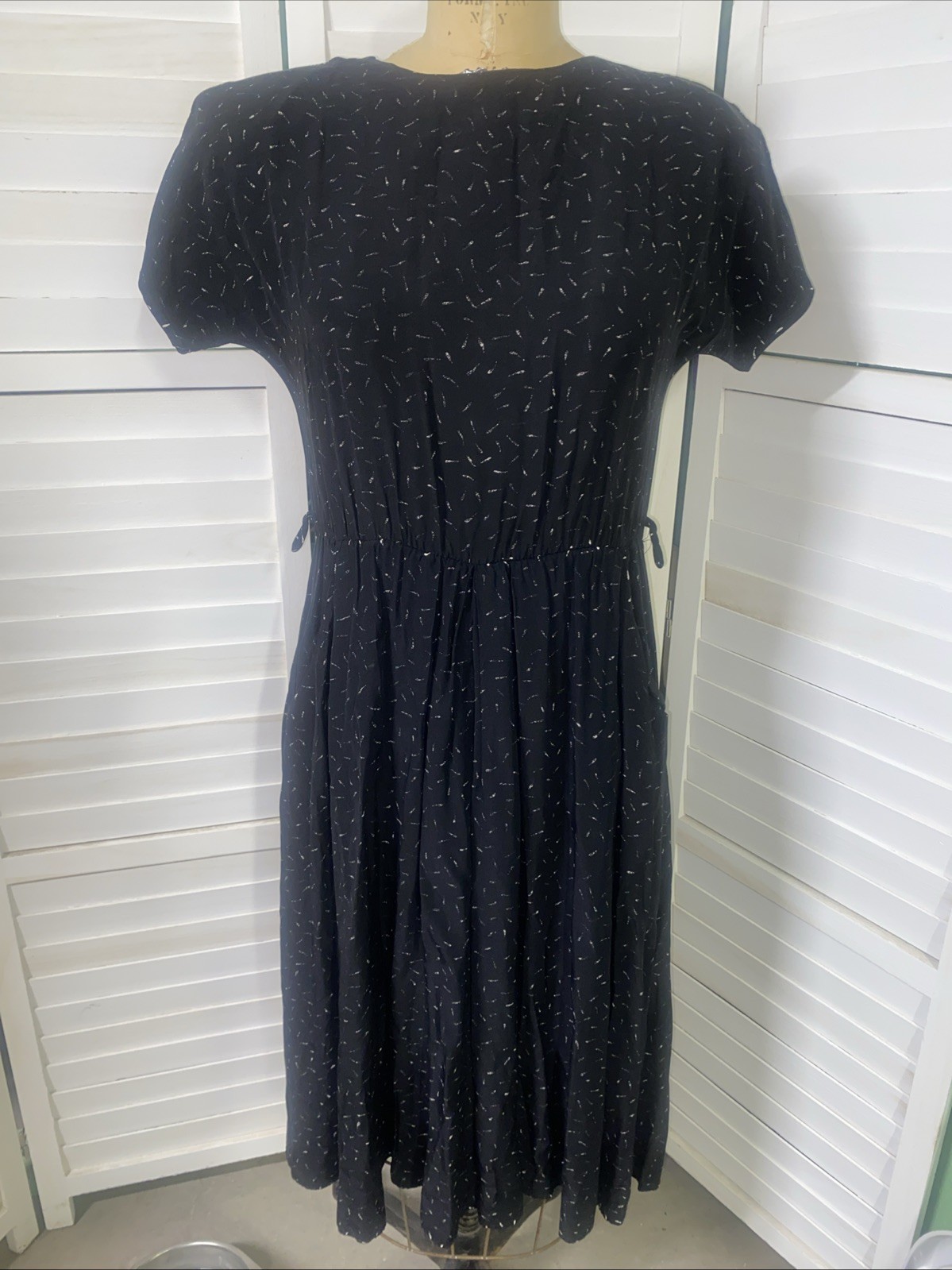 Vintage 80s Paquette Too Dress Size 6 USA Made Secretary Short Sleeve Black