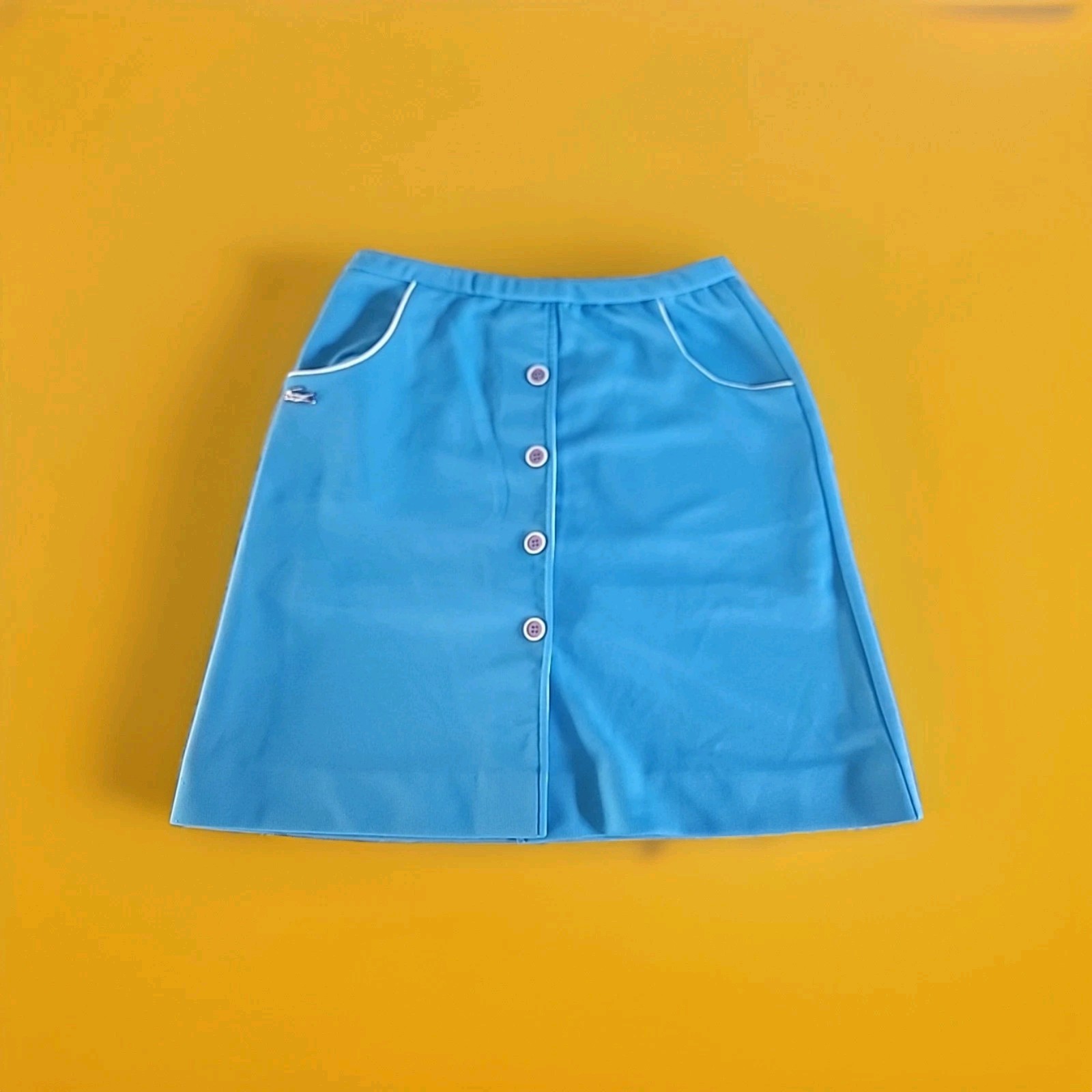 VNT Lacoste Golf Haymaker women’s Skirt Sz 12 Green Midi Button Blue Retro 70s