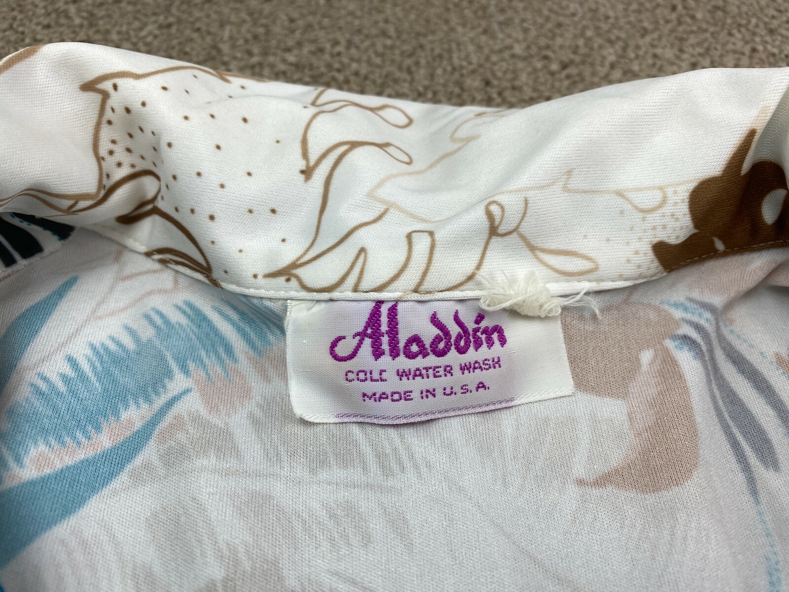 Aladdin Disco Shirt Floral Colorful Psychedelic USA Union Made Blouse VTG