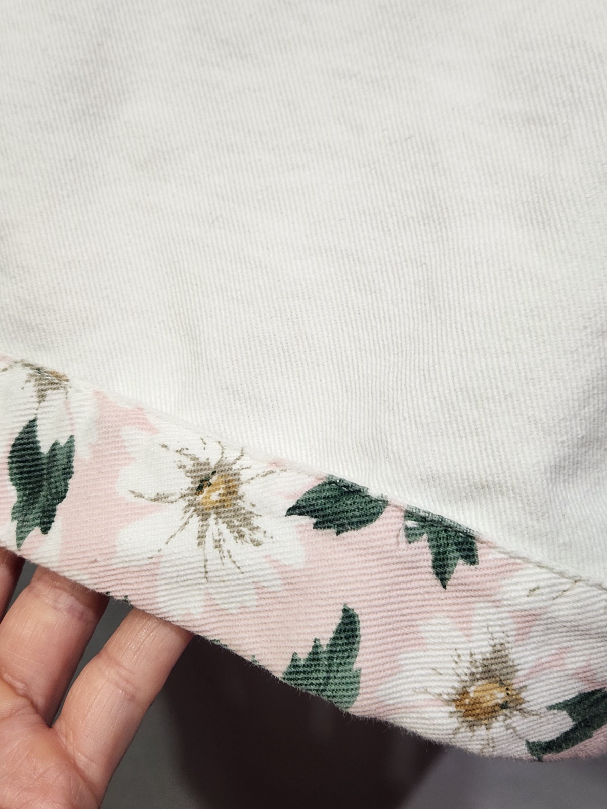 Vtg 90s SHE SAID Denim High Waisted Jean Shorts White w Pink Flowers Sz 7