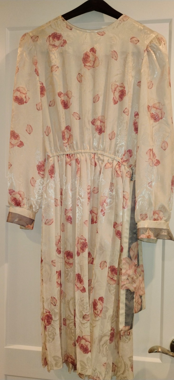 Vintage Mavinette Women’s Dress Size 8 Roses Cinched Waist Pleated Skirt 1980s