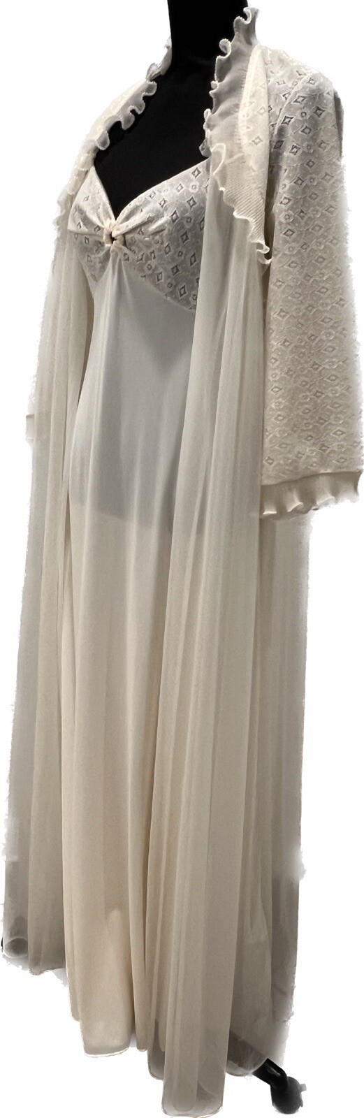 VTG Blanche Ralph Montenero Cream Negligee & Stunning Scalloped Peignoir SZ med