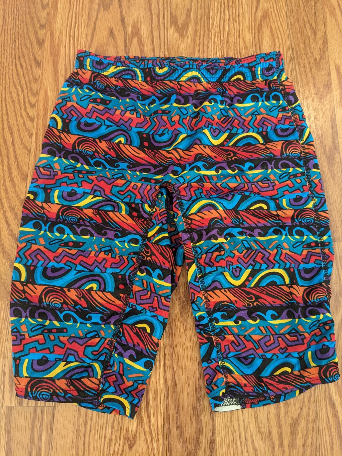 Vintage 80s 90s USA colorful retro bike biker shorts spandex geometric aerobics
