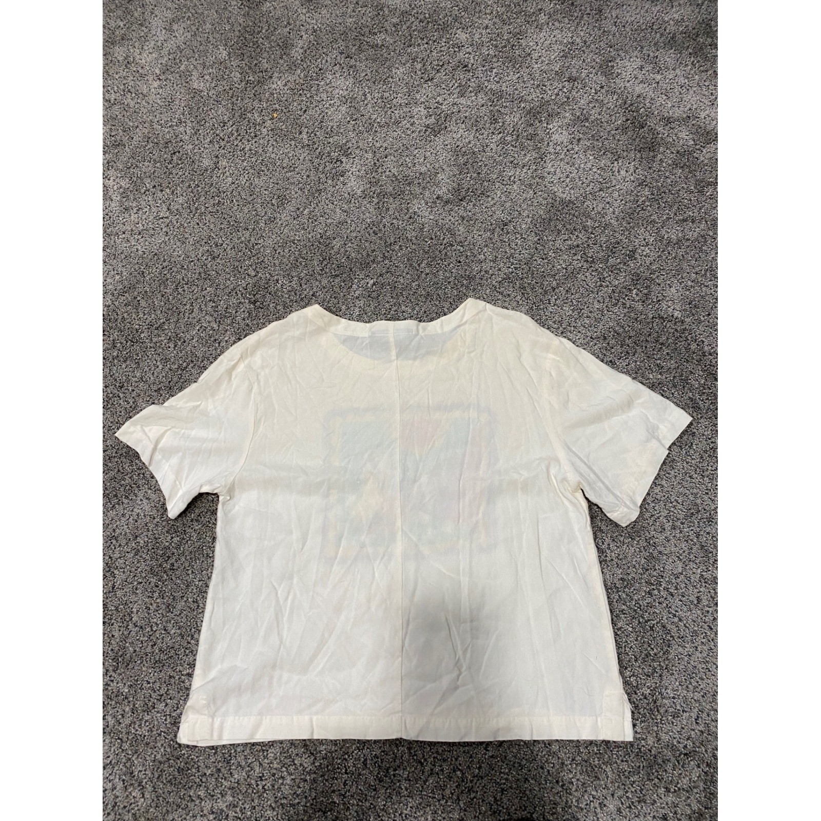 Vintage Counterparts White Rayon Graphic T-Shirt Pop Art Summer Scene Womens M
