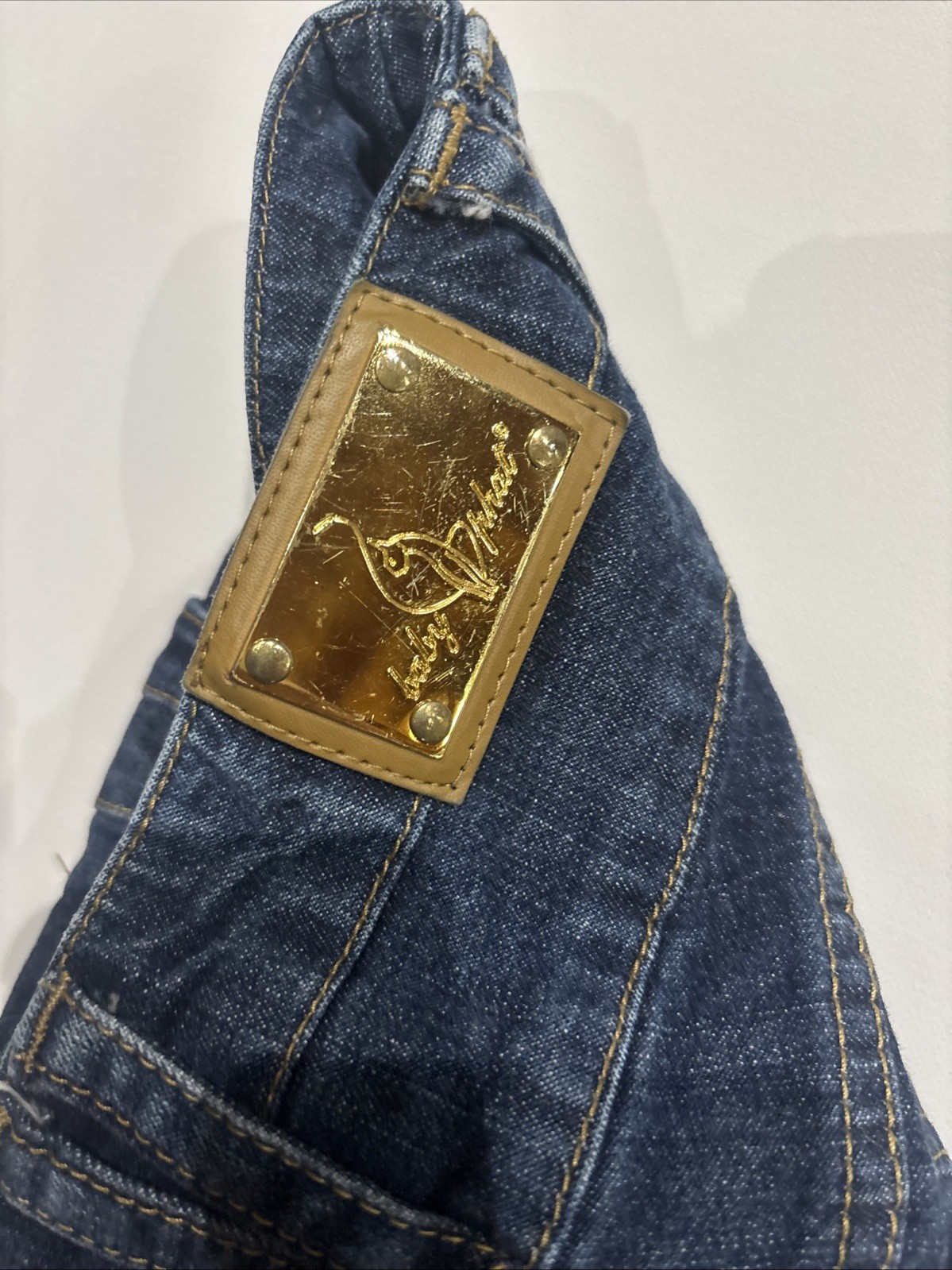 Baby Phat Flared Jeans Size 5 Low Rise Bell bottoms Gold Cat Vintage