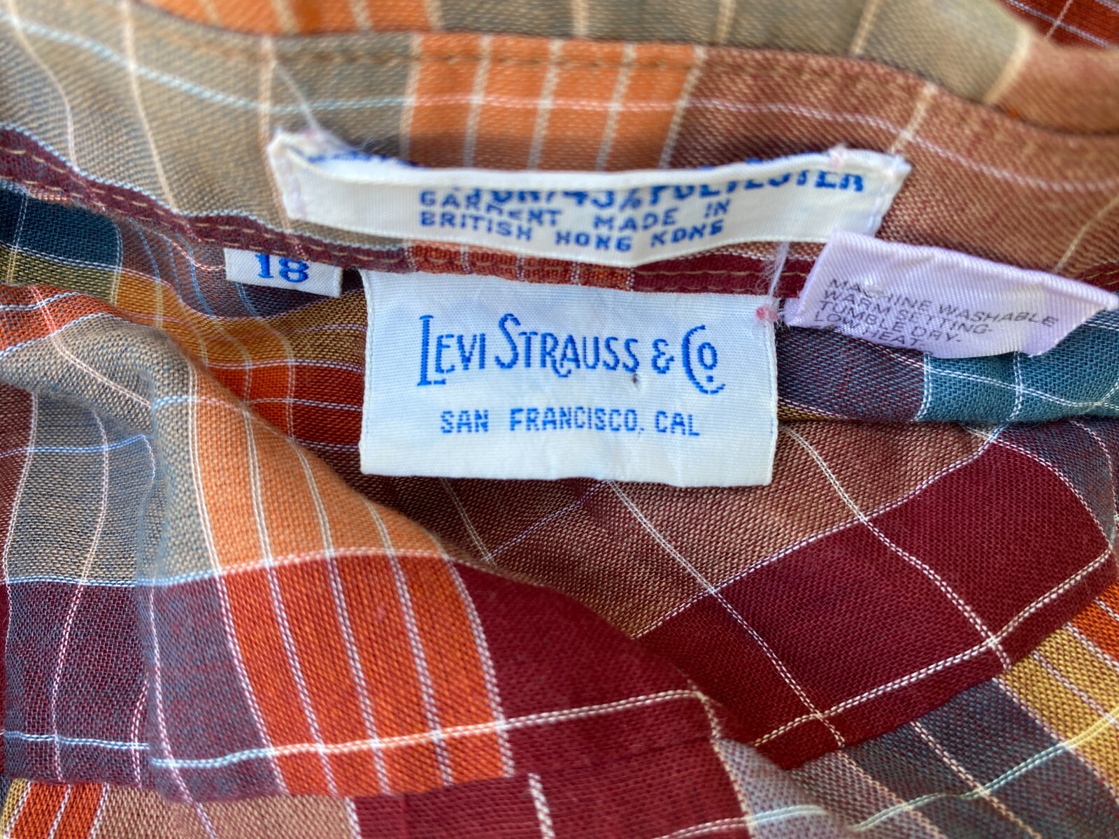 Vintage Levi’s Plaid Sheer Long Sleeve Shirt Womens size 18 XL EUC Western