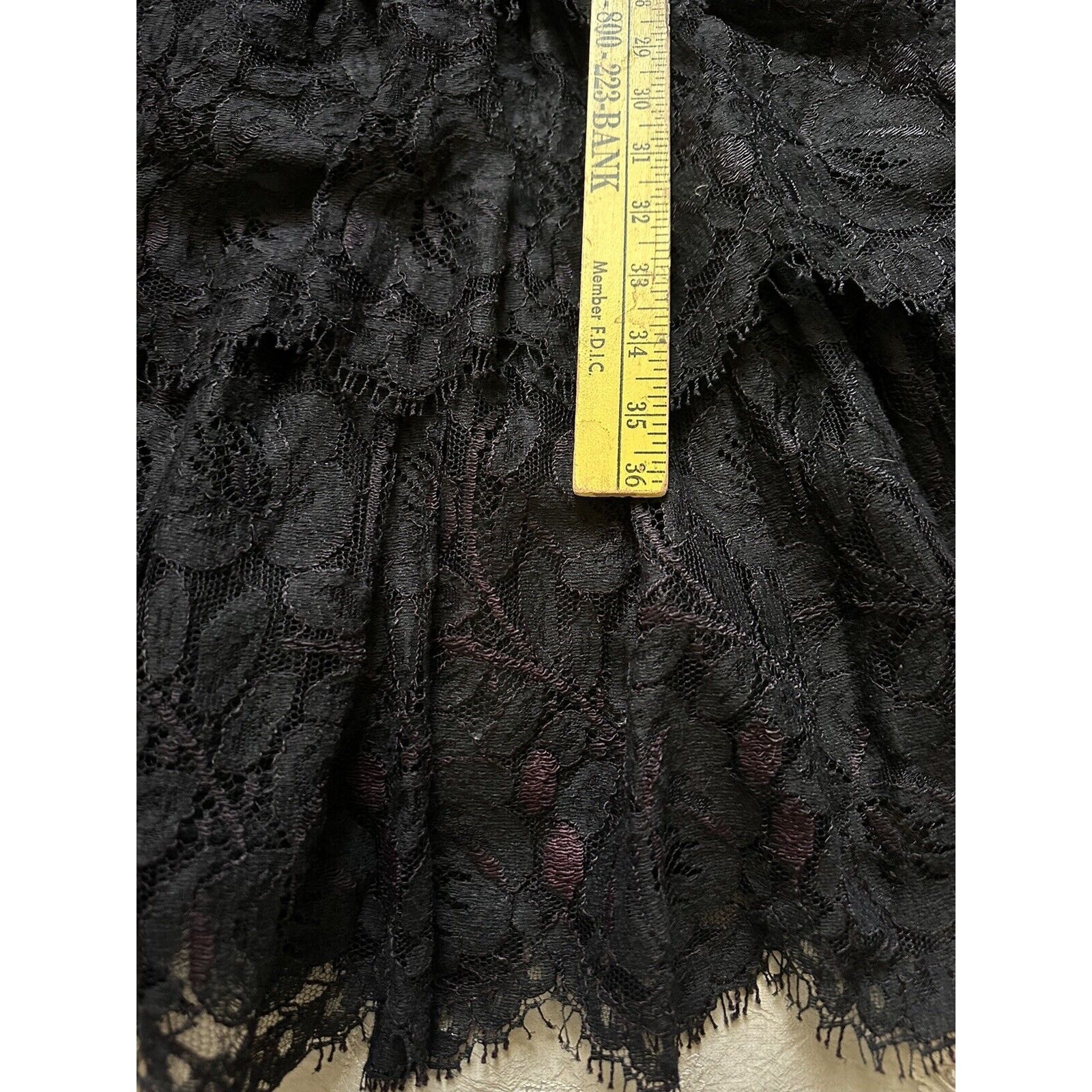 Vintage Adrienne Vittadini Sweater Dress Lace Ruffles Layered Wool Black Sz M