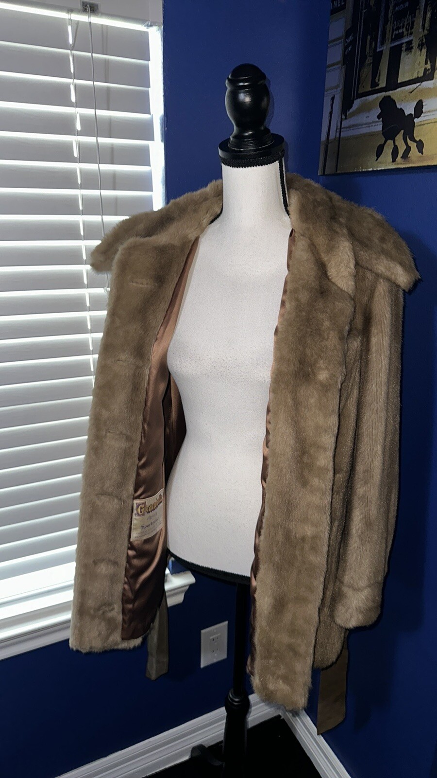 Vintage 1960s Grandella Sportowne Women’s Brown Faux Fur Coat Size S