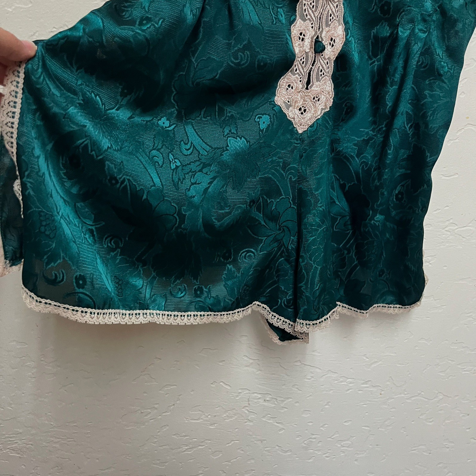 Rare Vintage Victoria’s Secret Gold Label Green Teddy Romper Lingerie Sz L Slip
