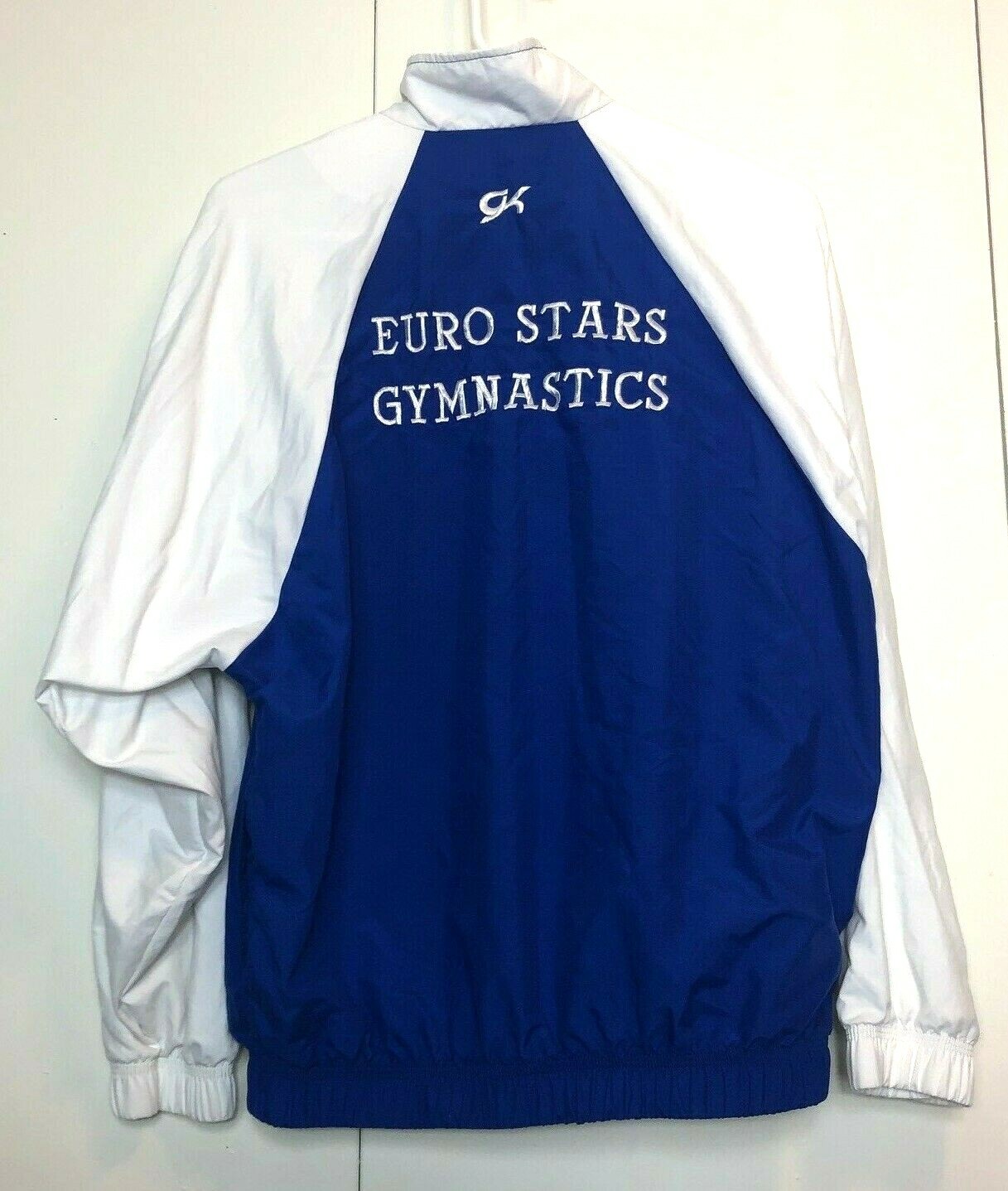 Rare Vintage Gymnastics Coach Womens Blue White Full Zip Track Jacket 80s