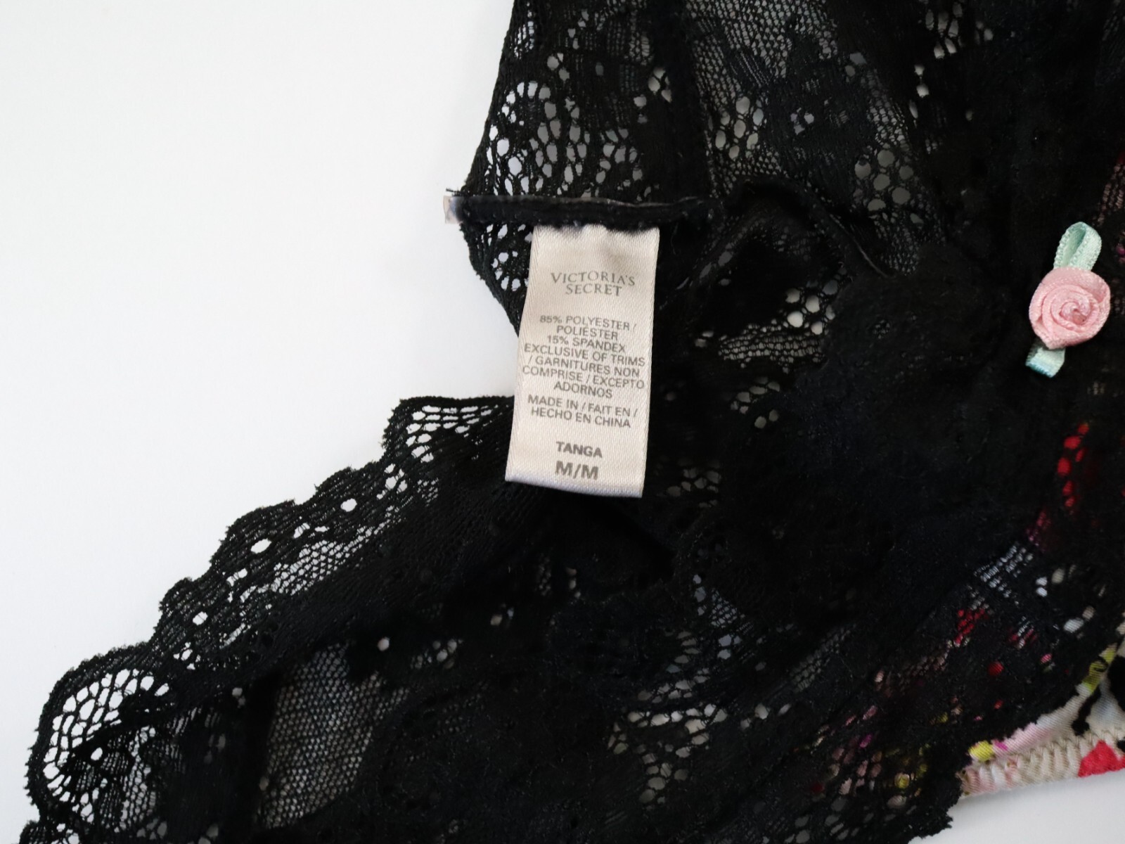TRUE VTG Victoria’s Secret 2011 Satin Silky Lace Tanga Thong Panty MEDIUM