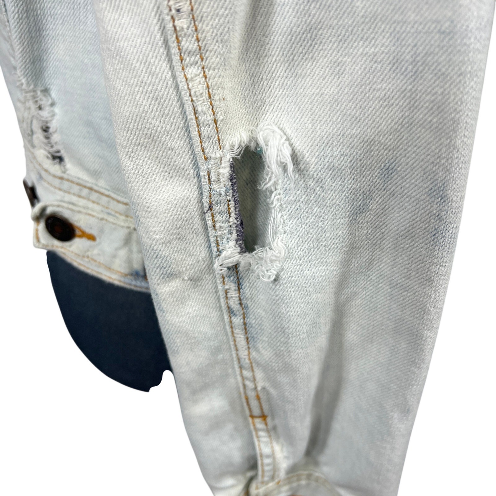 Hollister HCO Y2K Denim Jacket XS/S Trucker Distressed Bleached Thrashed Grunge