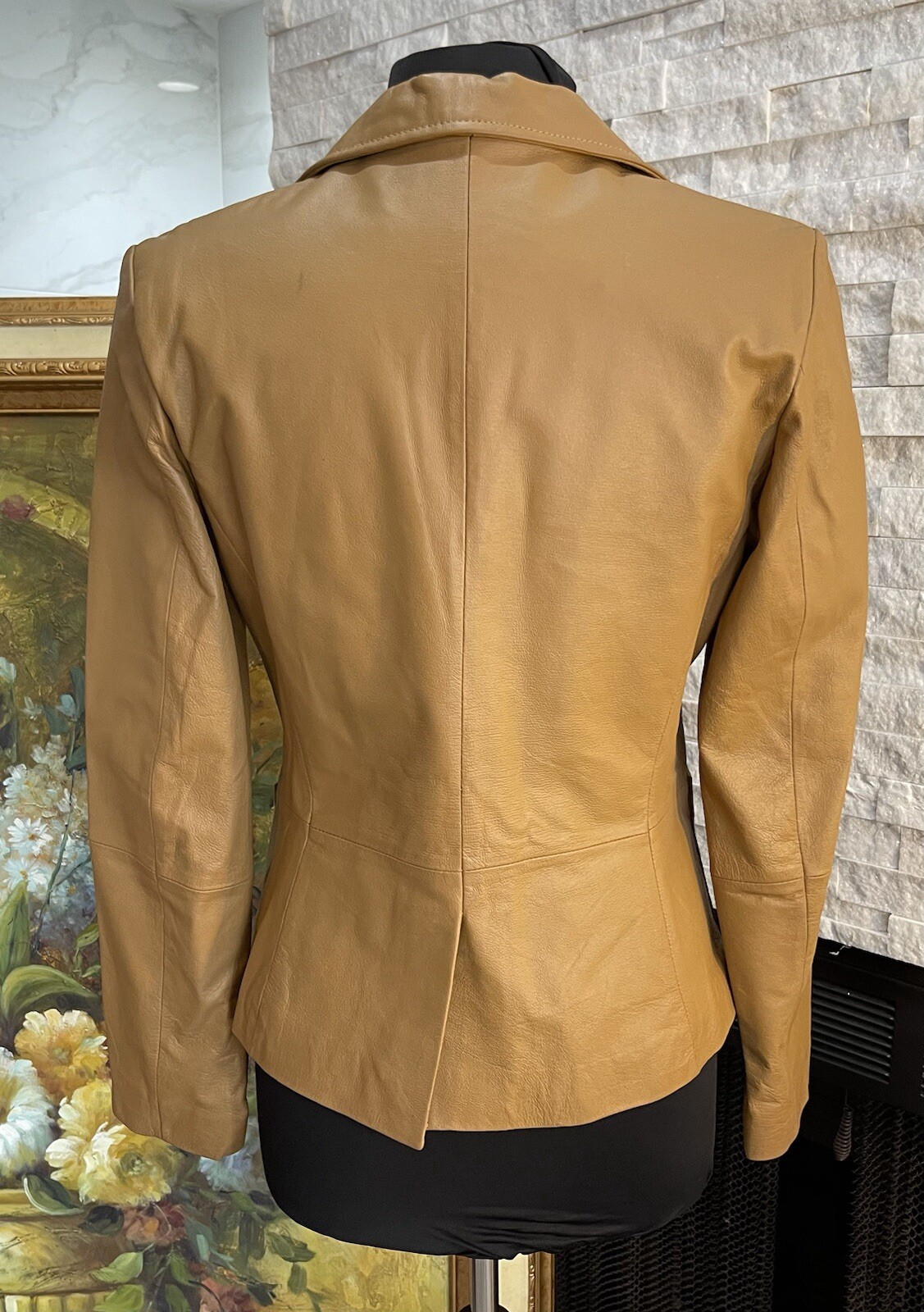 90s Y2K Rampage Camel Brown Leather Blazer Jacket Size Large Vintage
