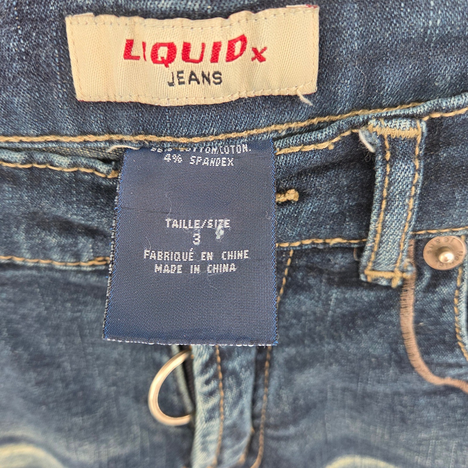 Liquid X Jeans Womens 3 Dark Wash Flare Velvet Applique Y2K Vintage Retro