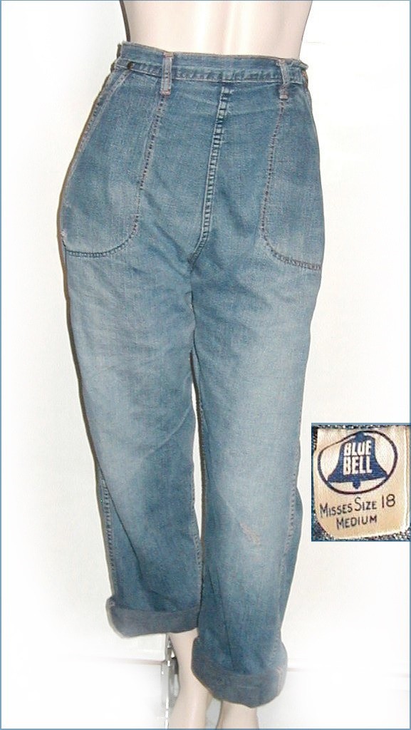 1950s BLUE BELL JEANS WRANGLER Sanforized Denim Worn Distressed Vintage SIDE ZIP