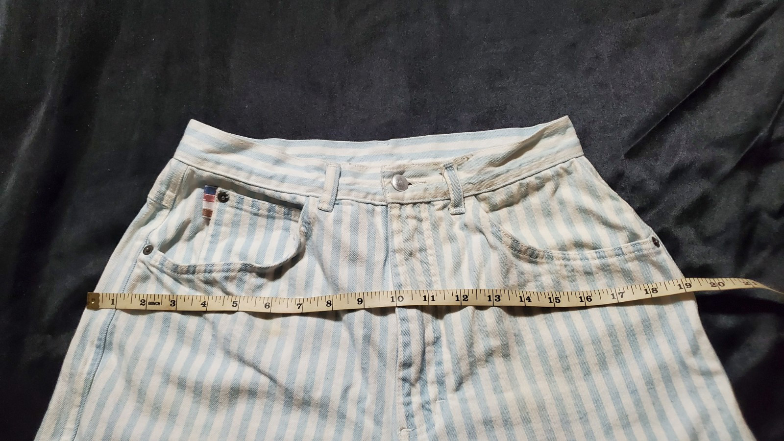 Vtg PS Gitano Blue White Striped Jeans 80s 90’s Proportionately Sized 12 Short