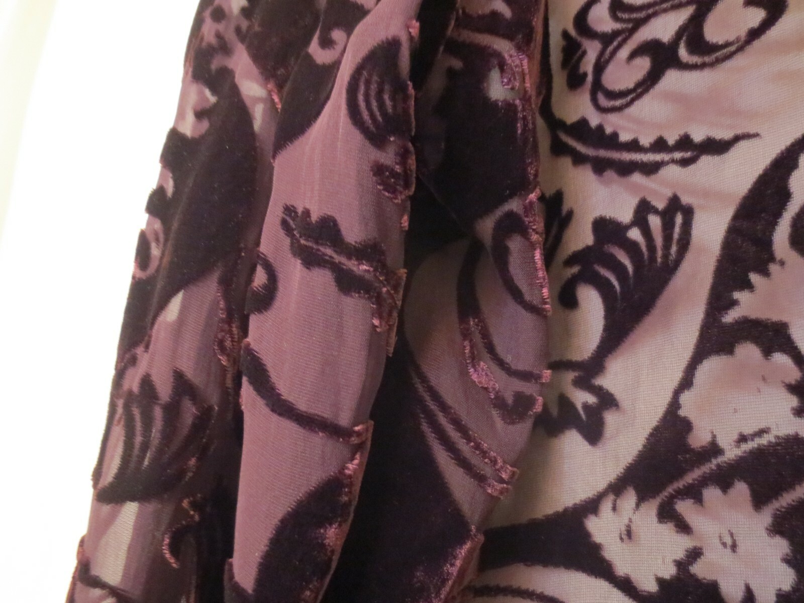Vtg Jenny Helene Elegant Purple Floral Burnt Velvet Silk Open Jacket Women’s XS