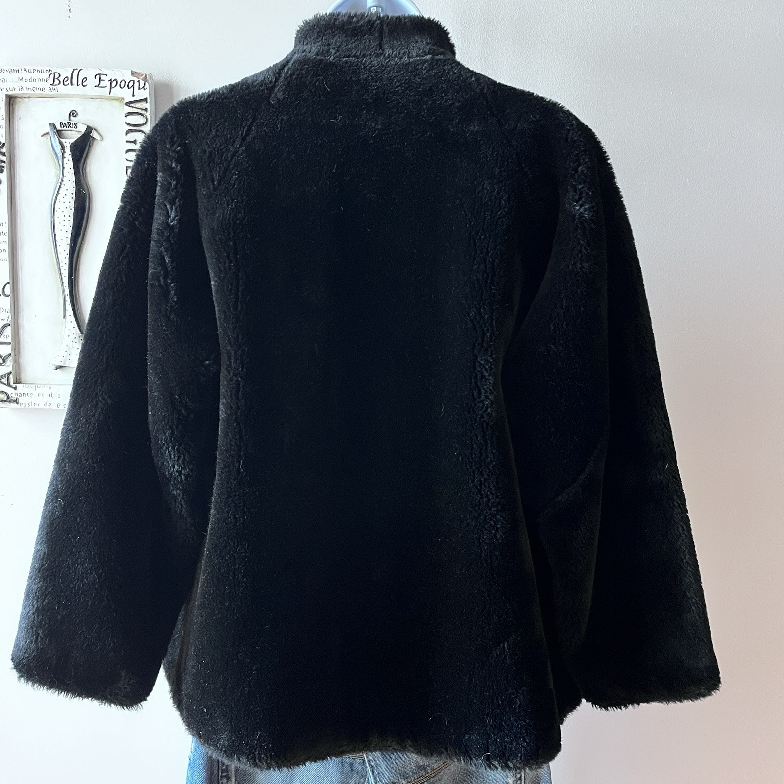 Vintage Borgana Black Faux Fur Women’s Teddy Coat Sz M/L