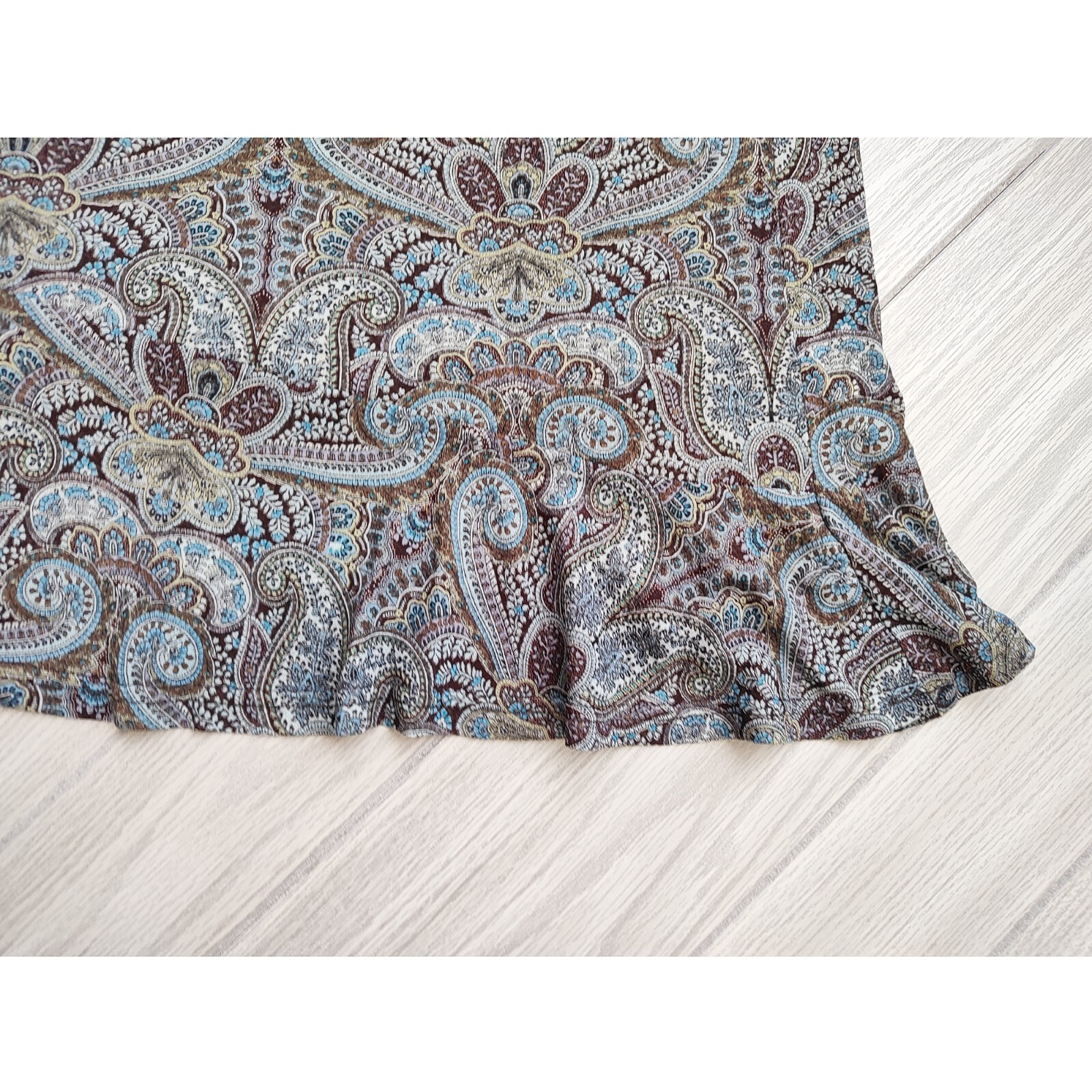 Vintage 90s Y2K Stretch Paisley Skirt Brown New York City Midi Whimsigoth M L