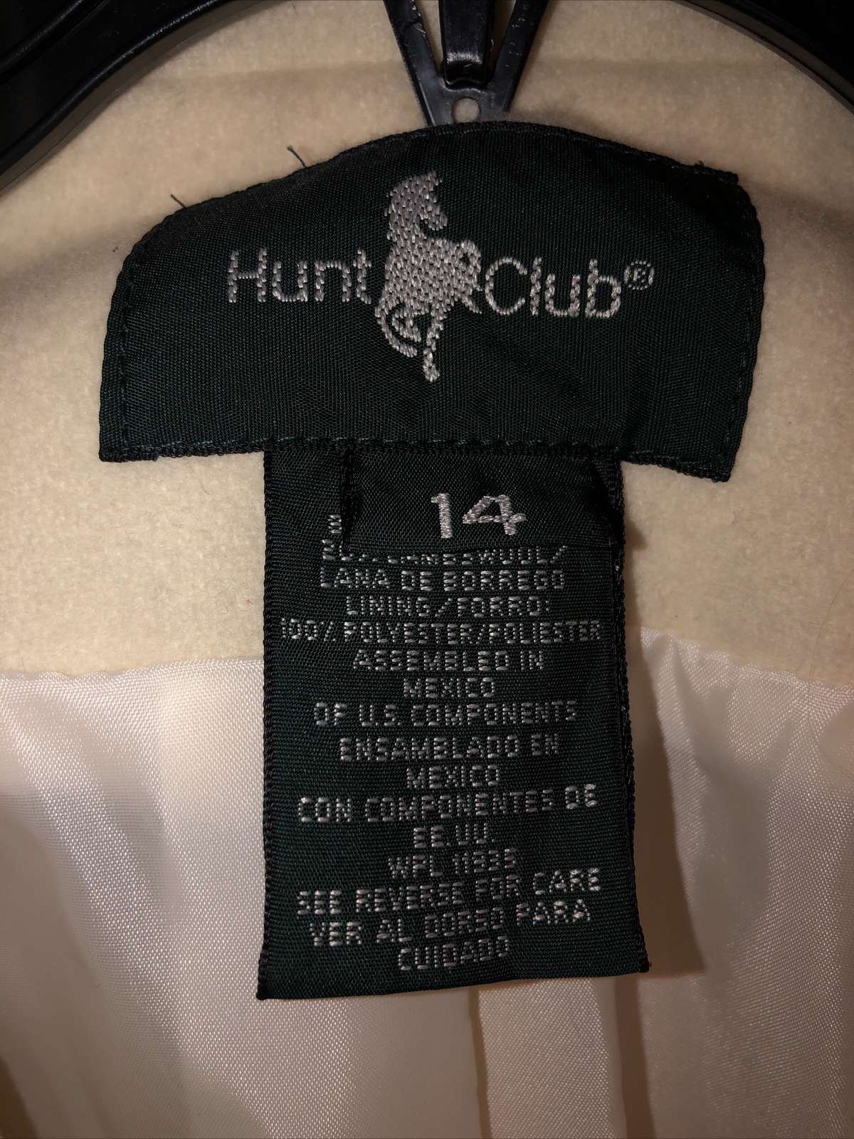 Vintage Hunt Club Cream Wool & Lamb Wool Blazer Jacket Shoulder Pads Sz 14
