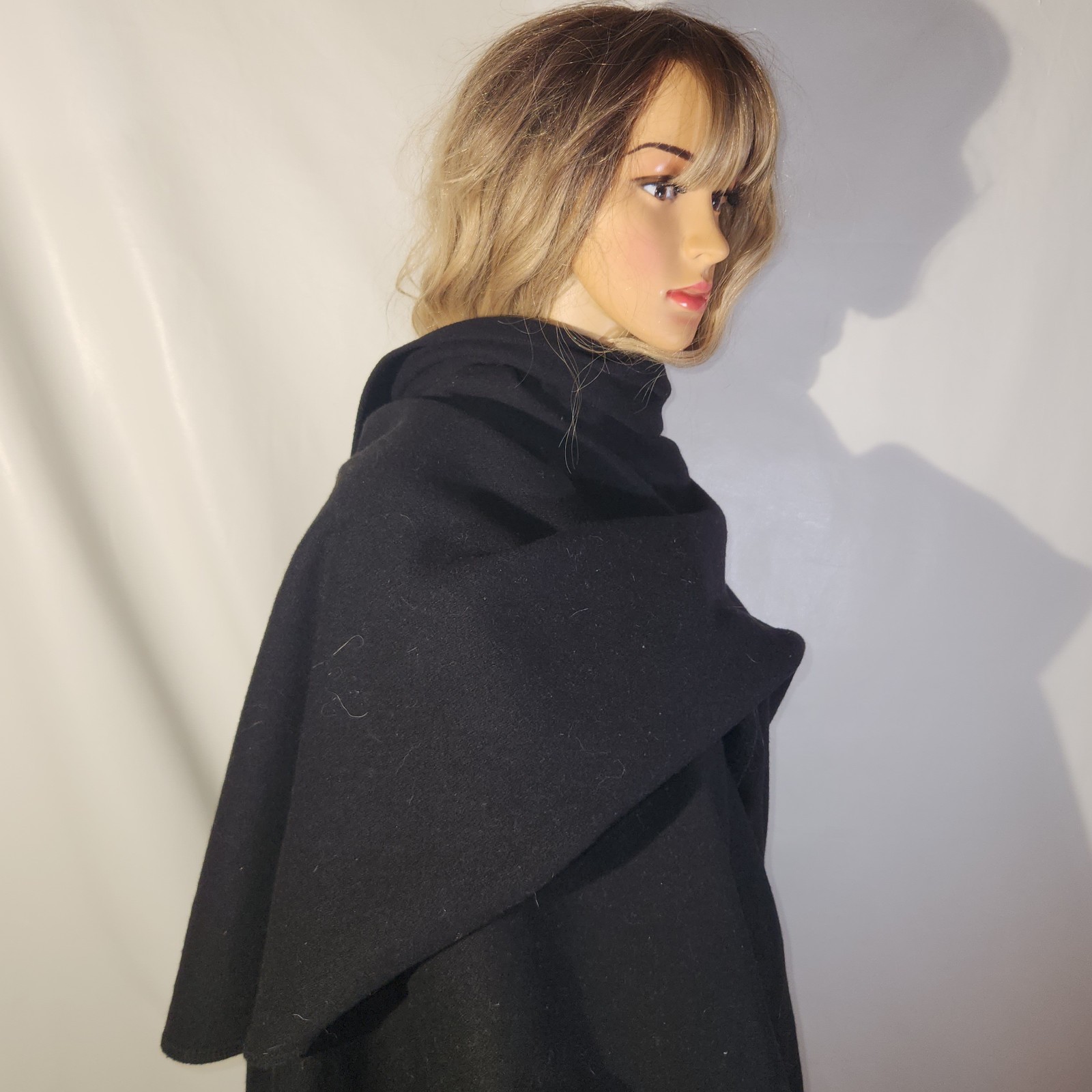 Vintage 1900s Gothic Opera Cape Goth Bat Wings Wool Cape Black One Size 68″x50″