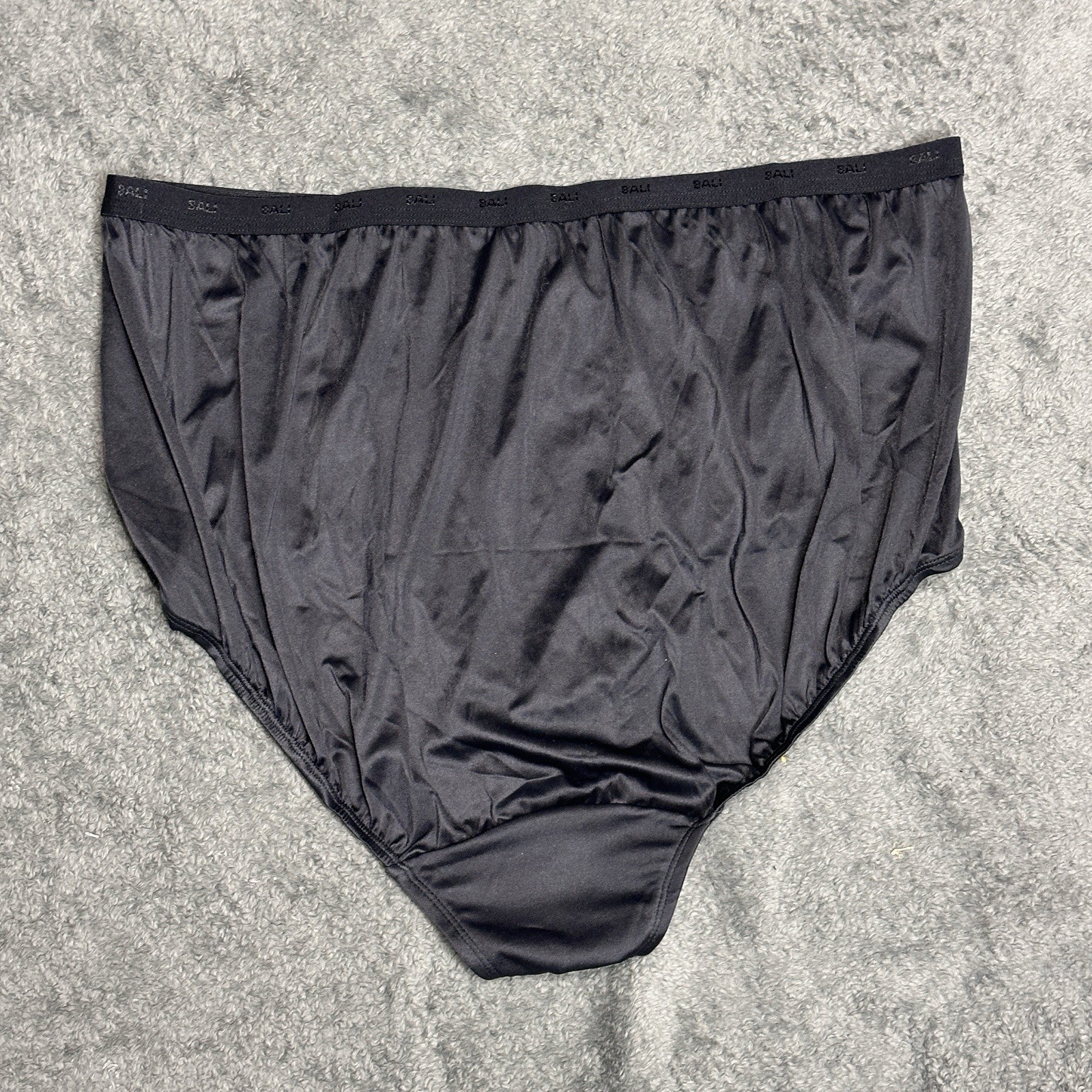 3 Pair Vintage Bali 24601 Black Nylon Satin Full Cut Brief Panties Size 13 High