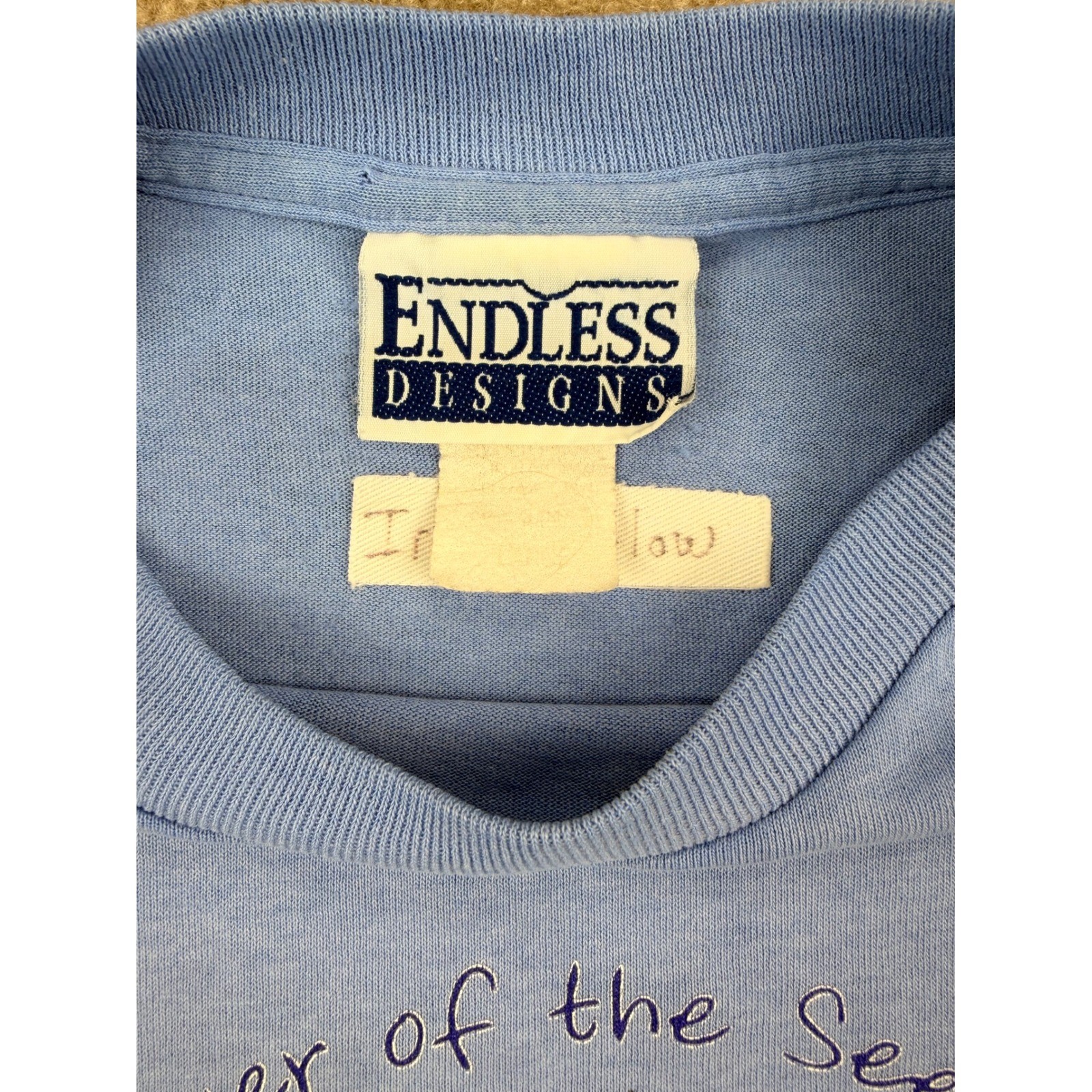 Vintage Endless Designs Gardening Graphic T-Shirt Blue Sower of the Seeds L/XL