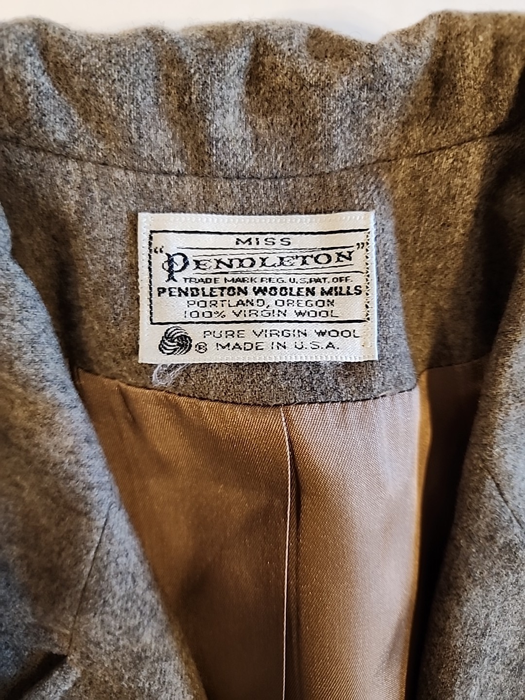 Vtg Miss Pendleton Suit Pant Jacket Set 100% Pure Virgin Wool Tweed Woolen Mills