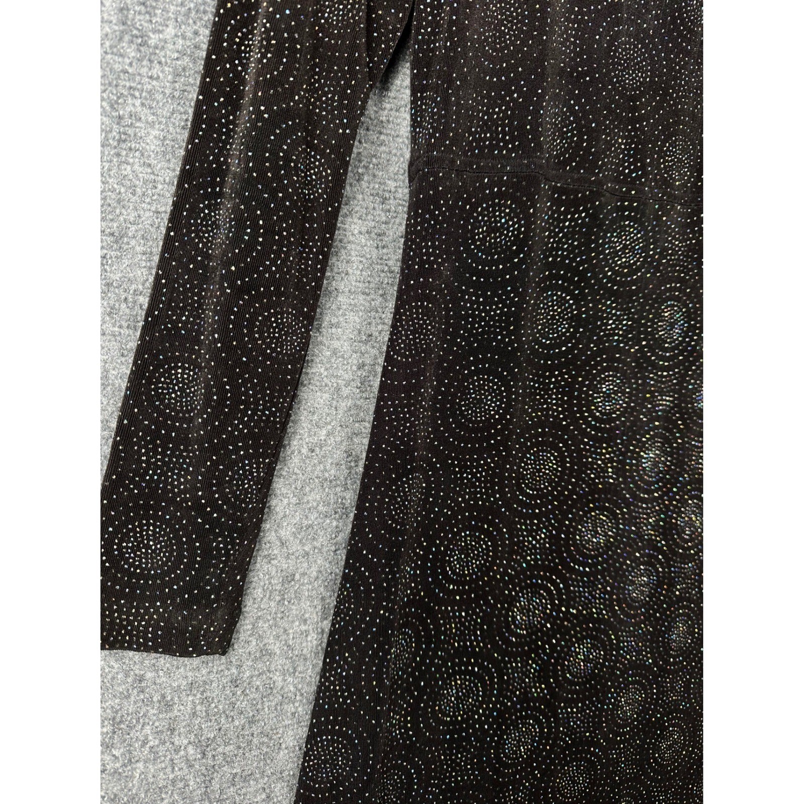 Rabbit Designs Womens Vintage Shimmer Glitter Maxi Dress Black 10 Whimsigoth Y2K