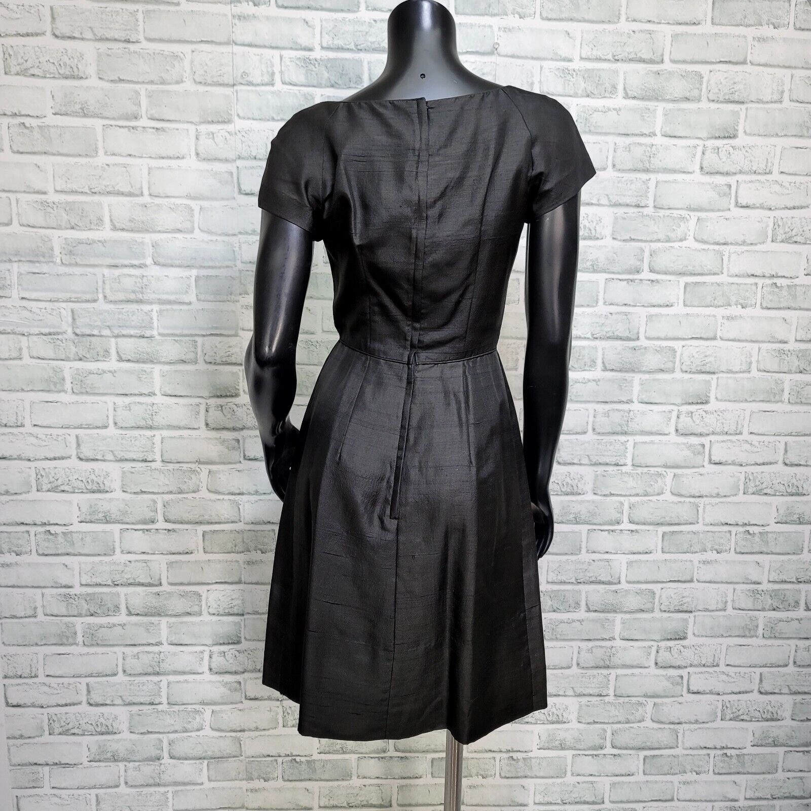 Vintage 60s Handmade Black Cocktail Dress A Line Mod Mad Men Party Womens S