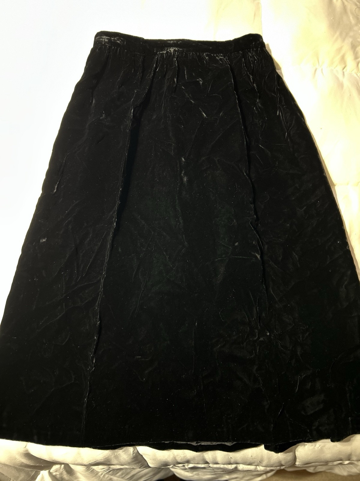 Vintage 1980s Halston III Crushed Velvet Black Skirt