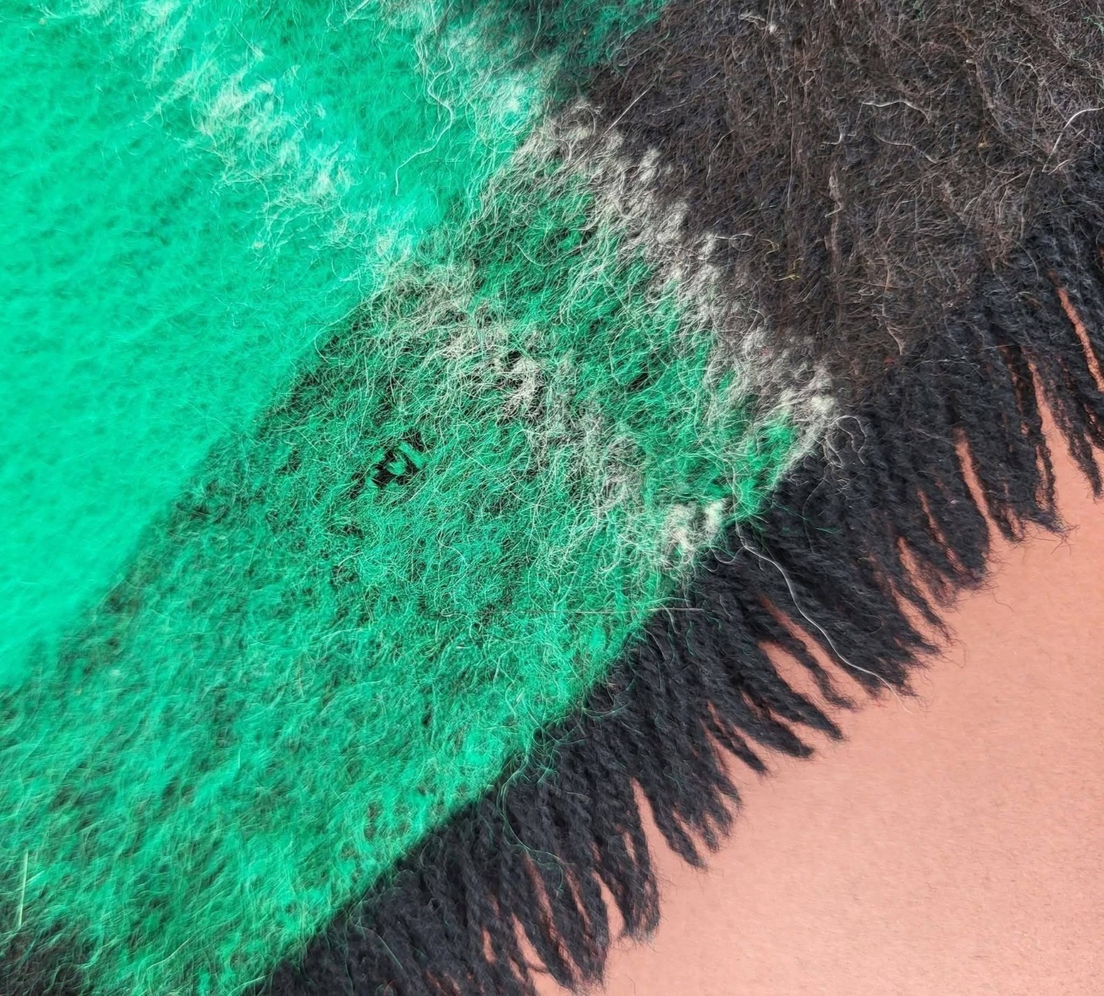 1960s Black And Green Plaid Poncho/Cape As Is