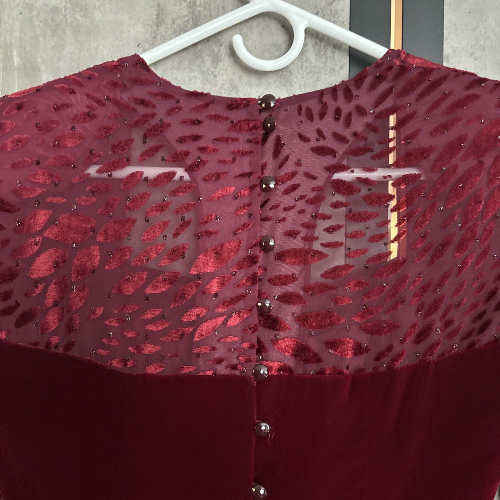 Vintage Morgan Taylor Red Velvet Beaded Evening Cocktail Dress Sz 8