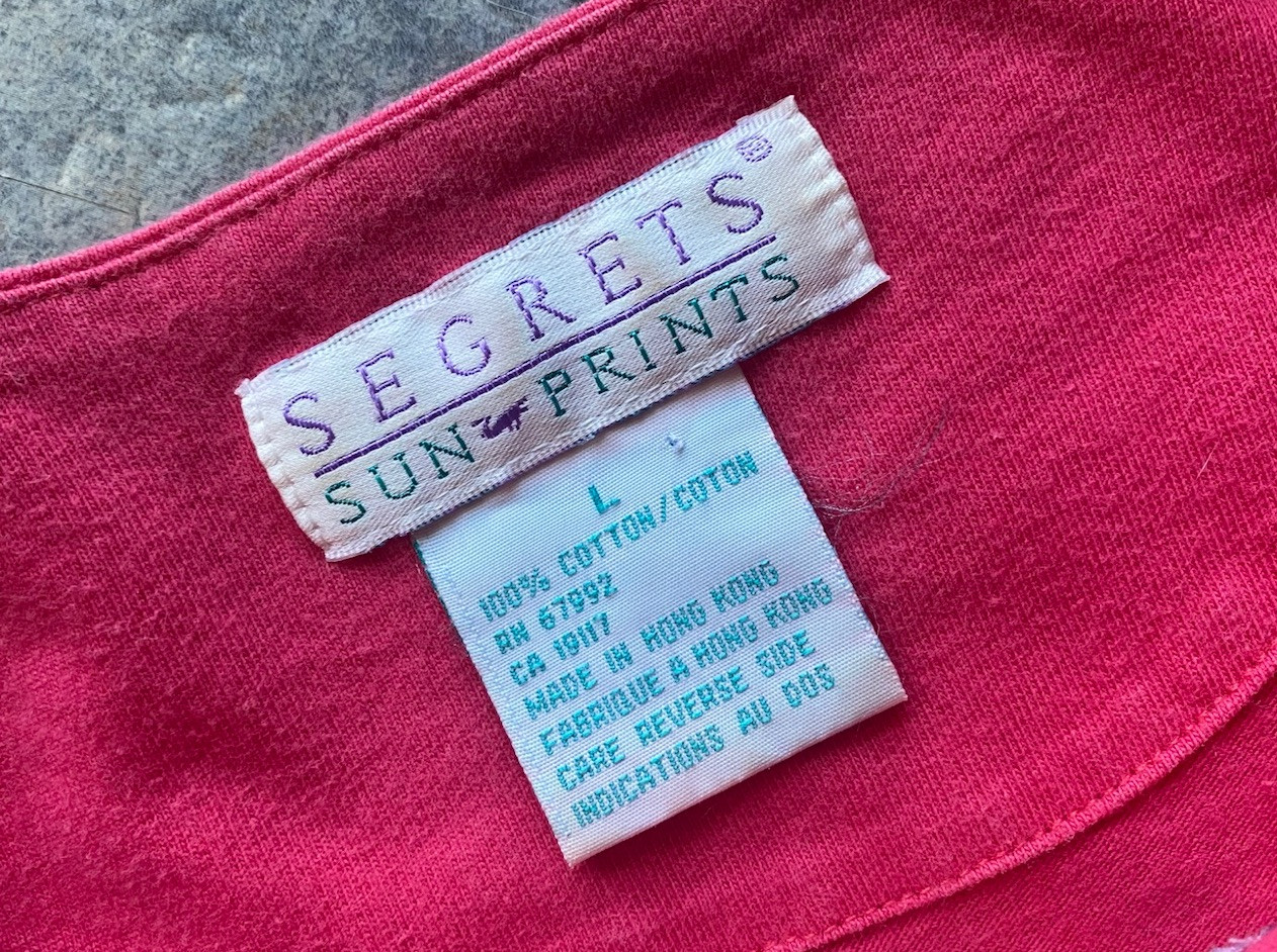 Vintage Single Stitch Segrets Sun Prints WOMANS LARGE Long Sleeve Shirt