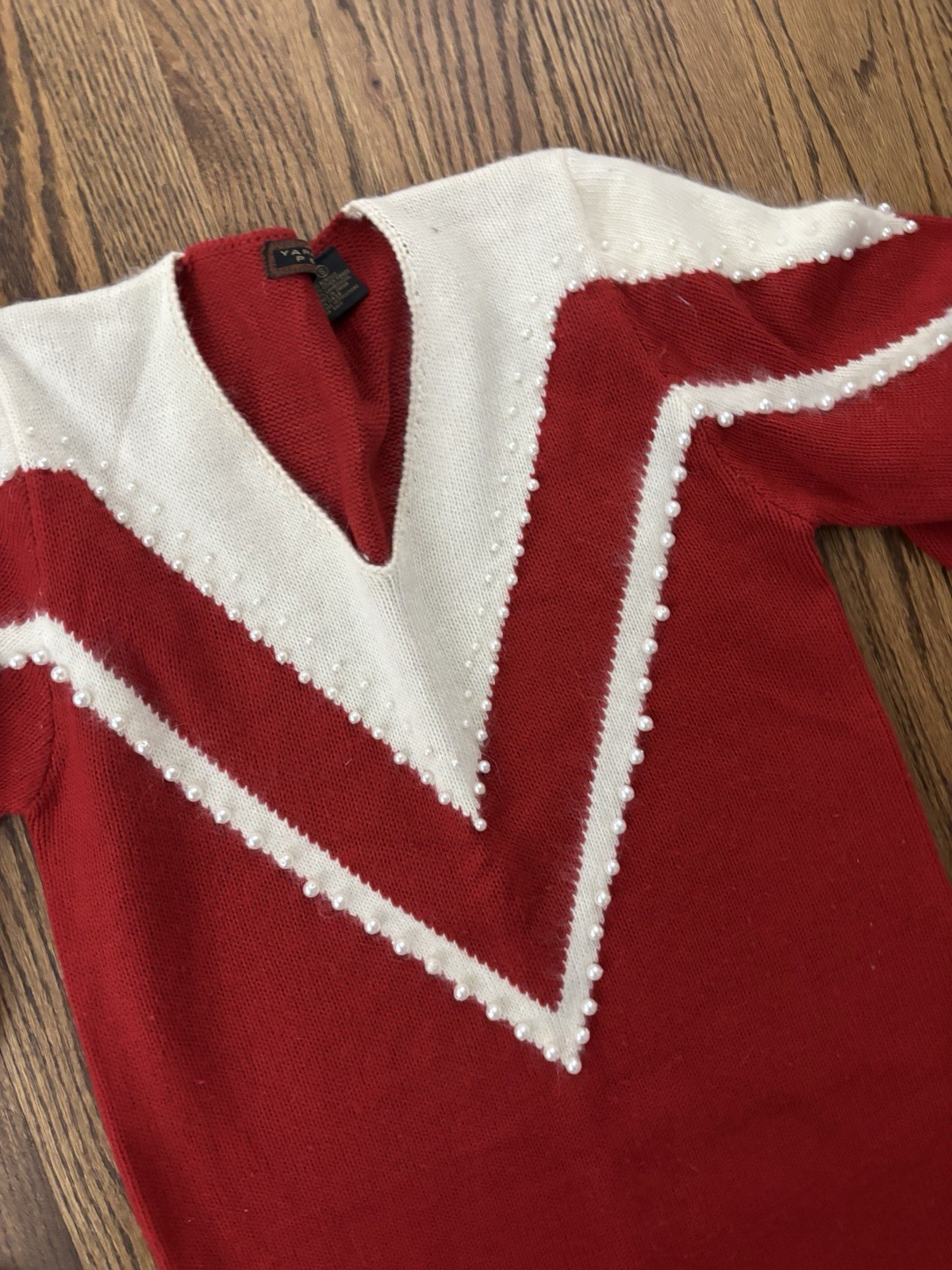 Vintage 1980s Or 1990s Slim Fit Avant Garde Bold Sweater Dress Red & White P S