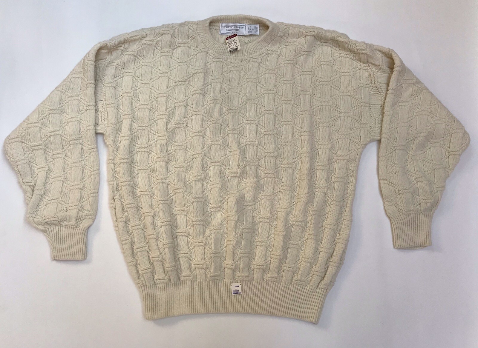 Vintage United States Sweaters Men’s Acrylic Sweater Off White Size XL USA NOS